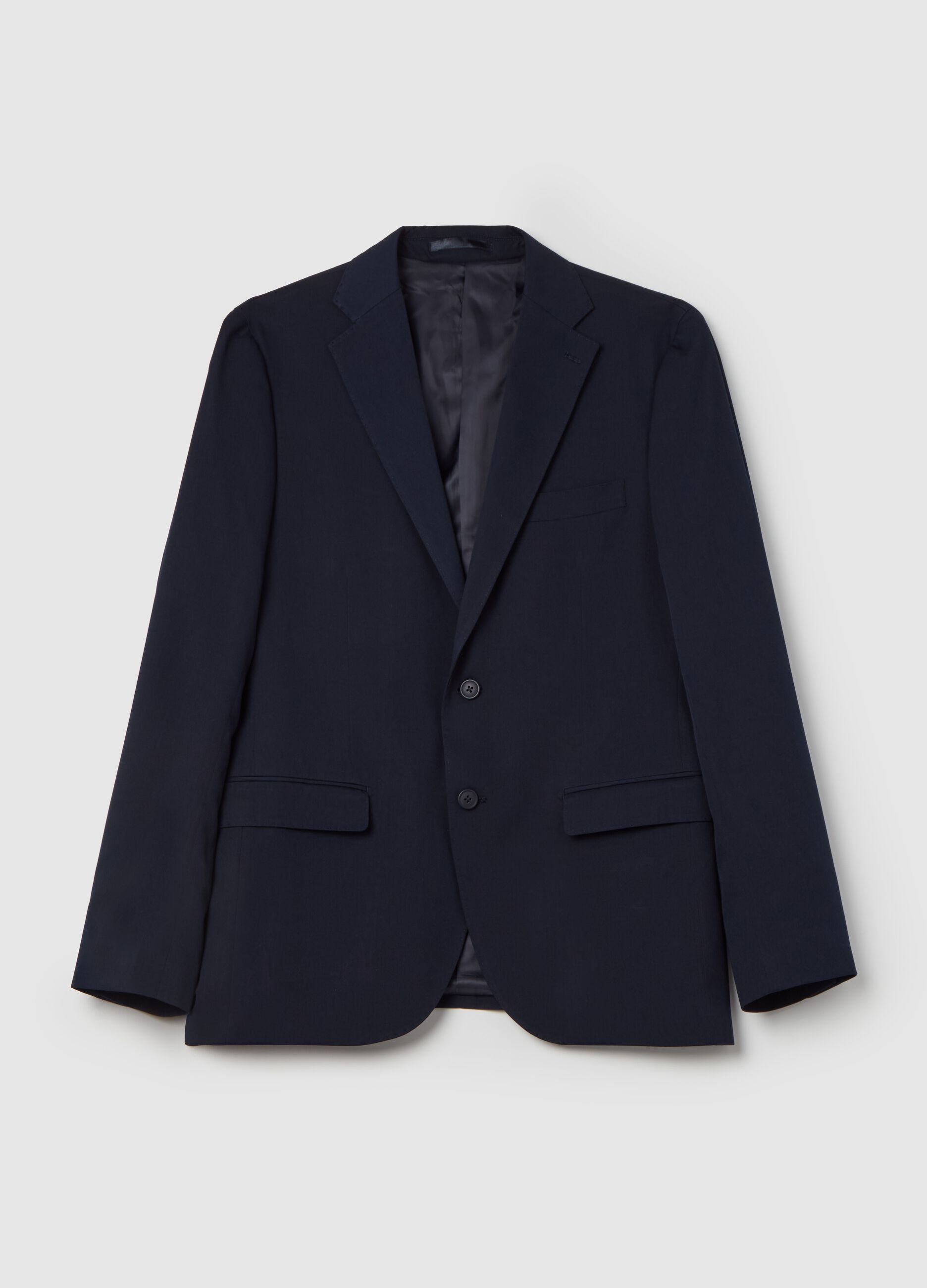 Blazer slim fit monopetto in twill stretch