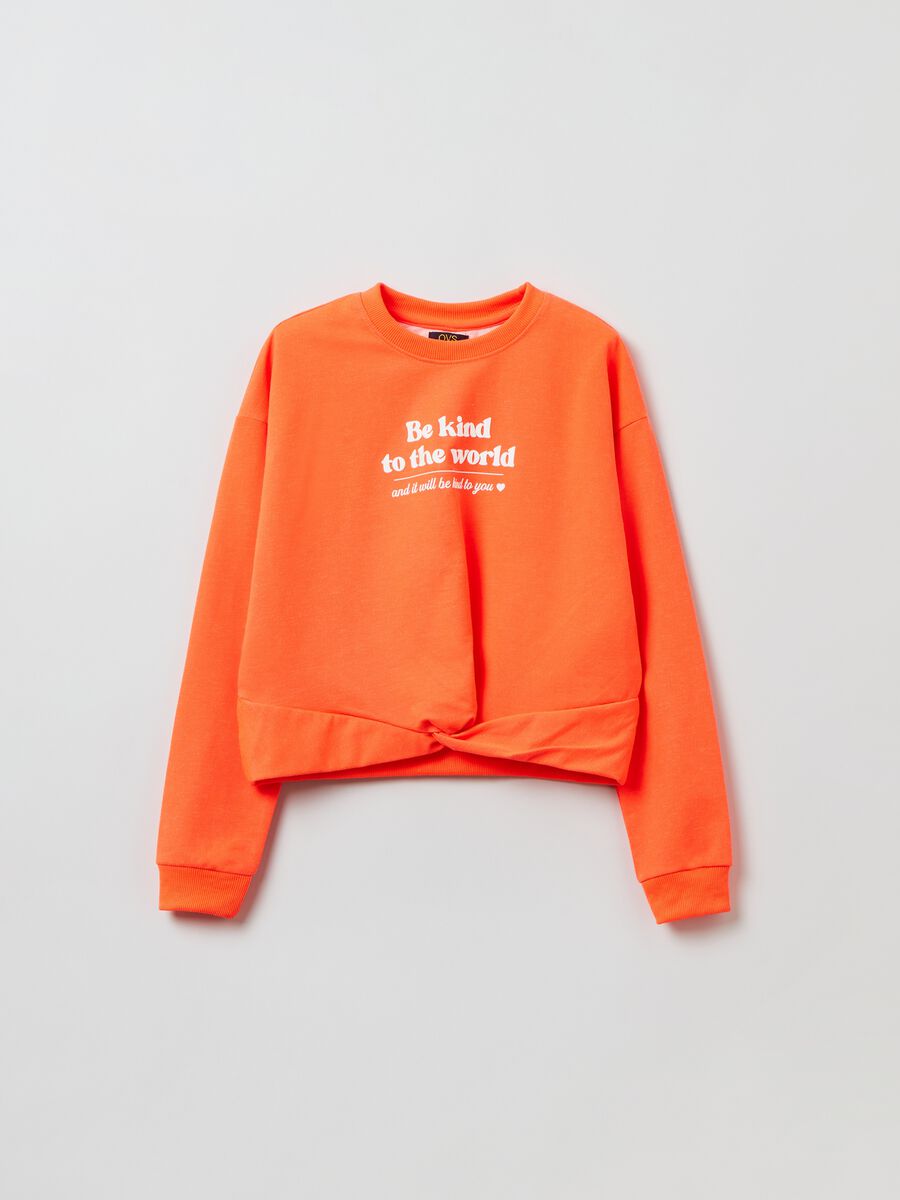 Sweatshirt with knot and printed lettering_0