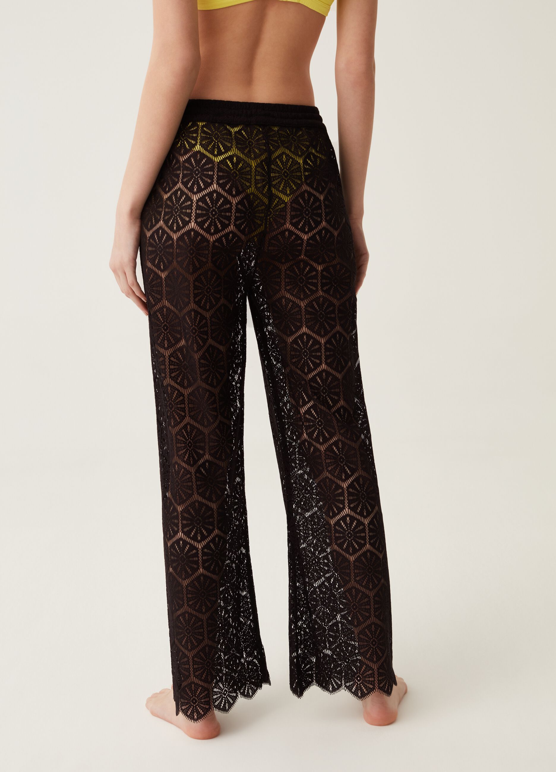 Beach cover-up trousers in lace