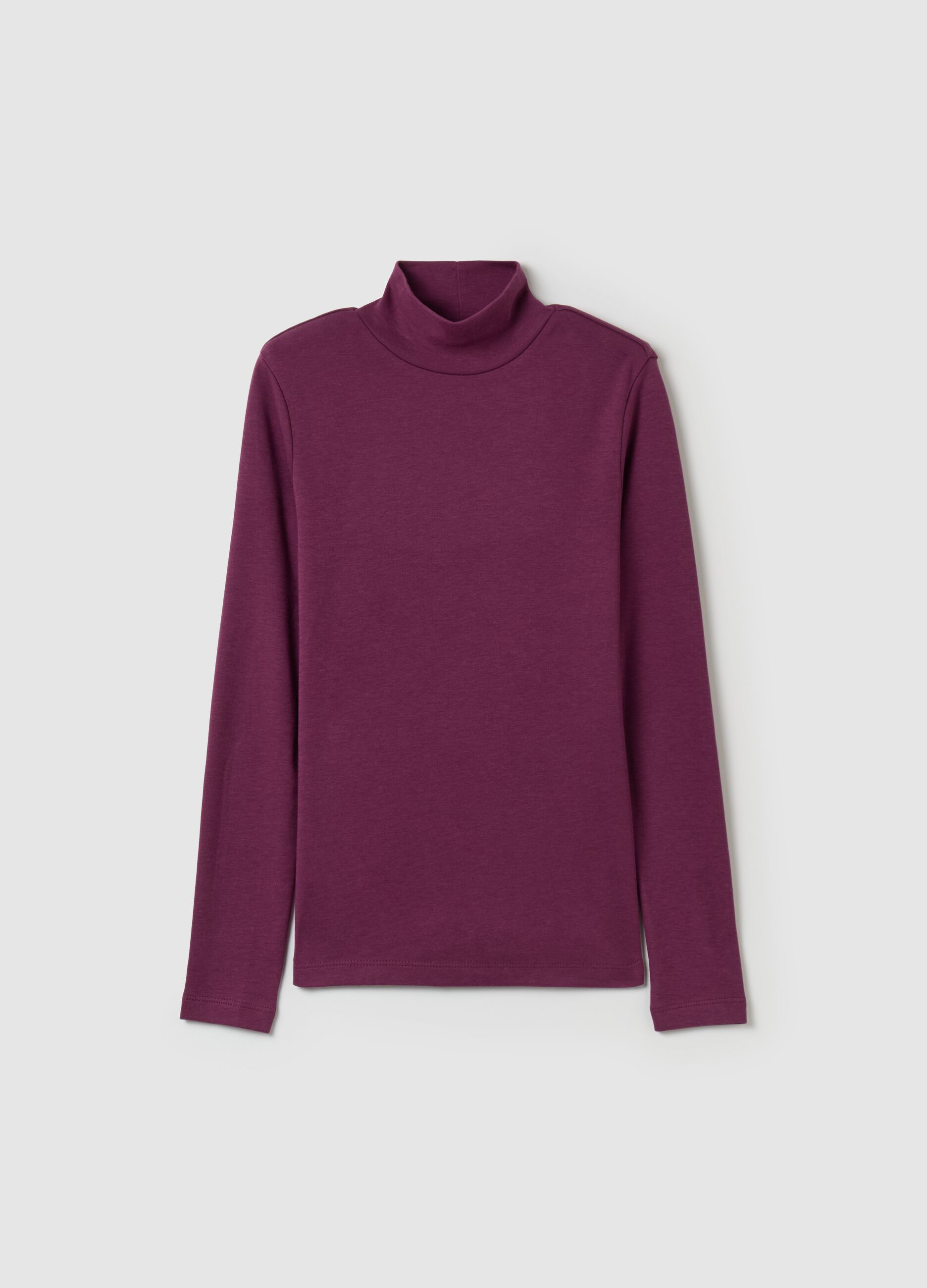 Long-sleeved T-shirt with mock neck