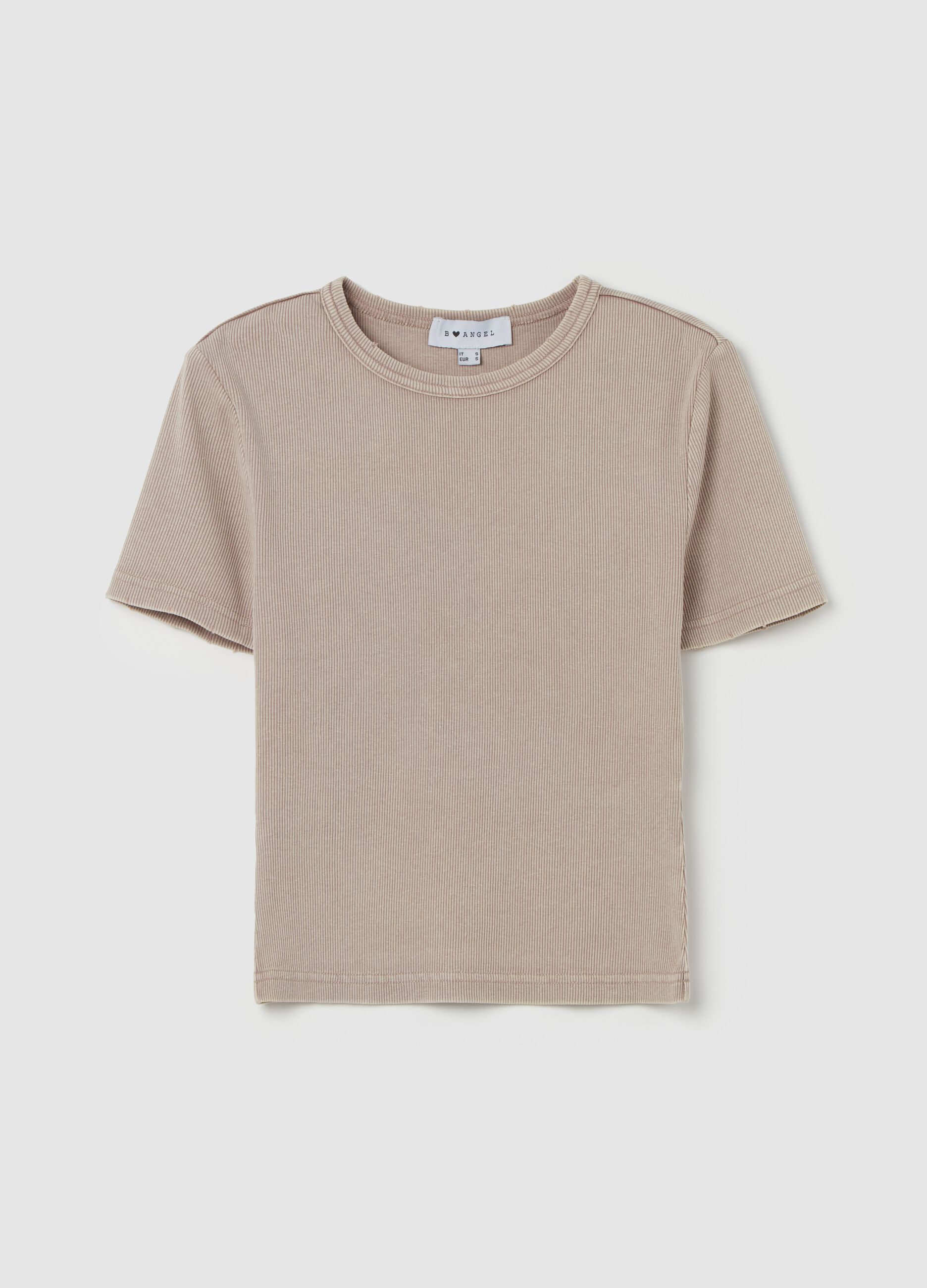 T-shirt in cotone stretch a costine