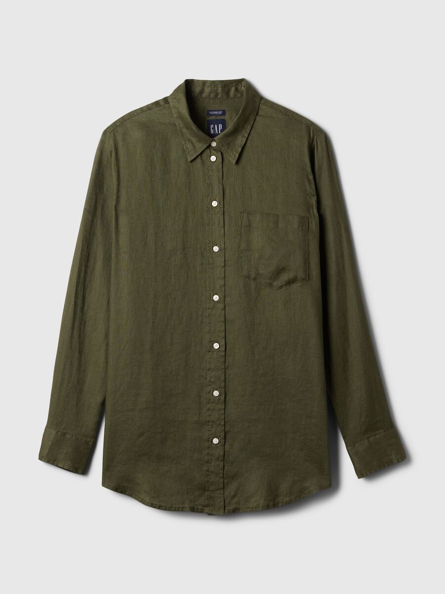 Boyfriend-fit shirt in linen with pocket_3