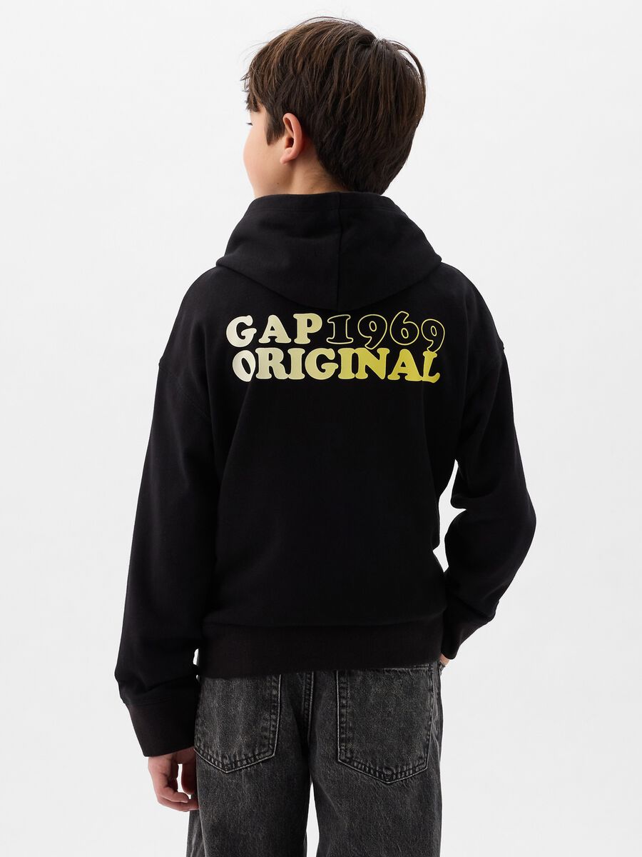 Sweatshirt with hood and lettering and logo print_1