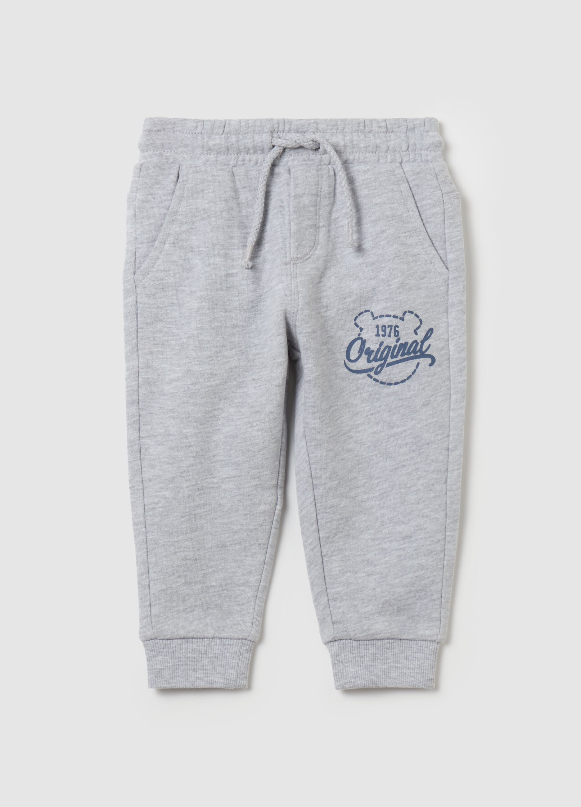 Fleece joggers with drawstring and print