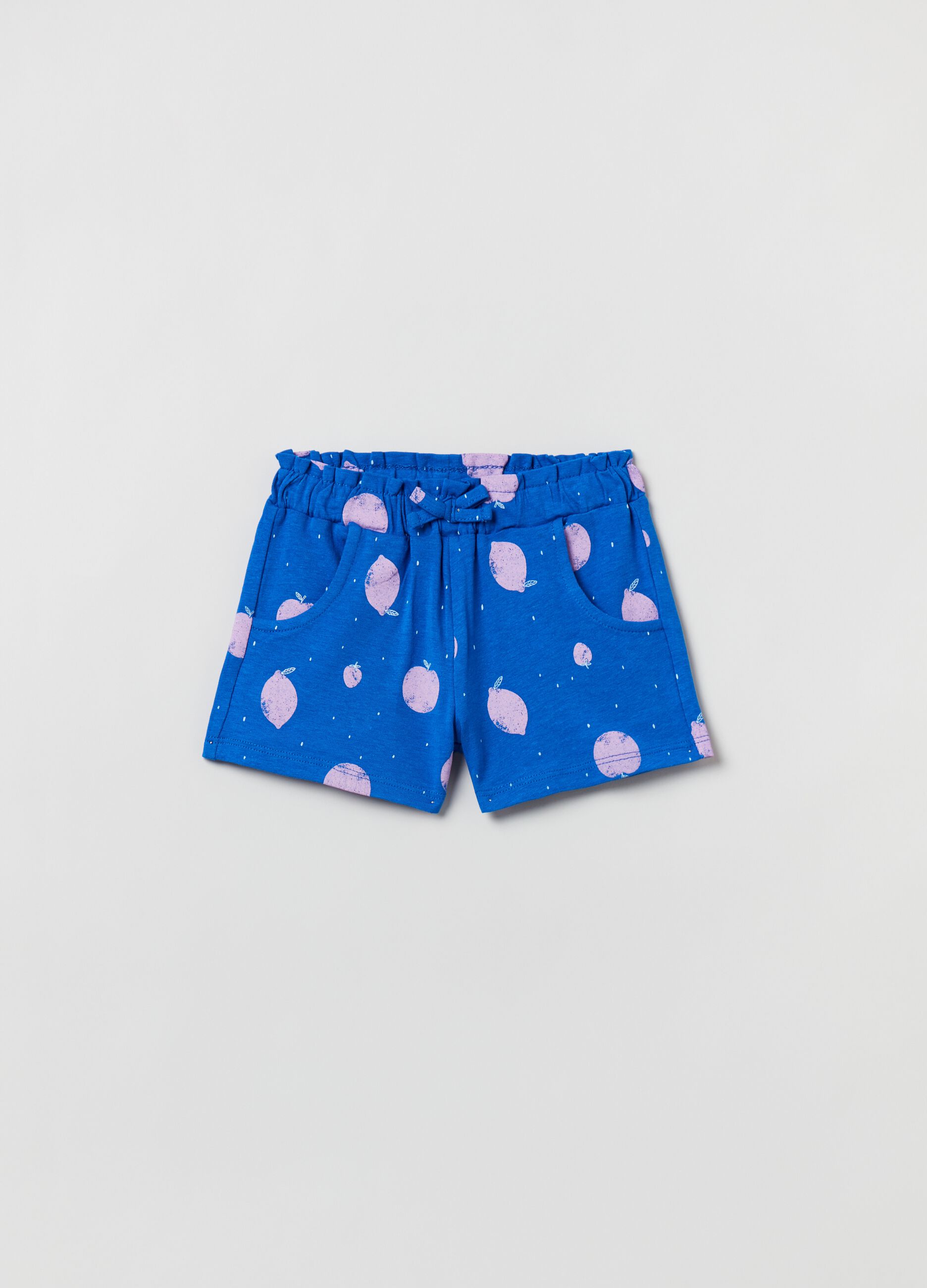 Jersey shorts with fruit print