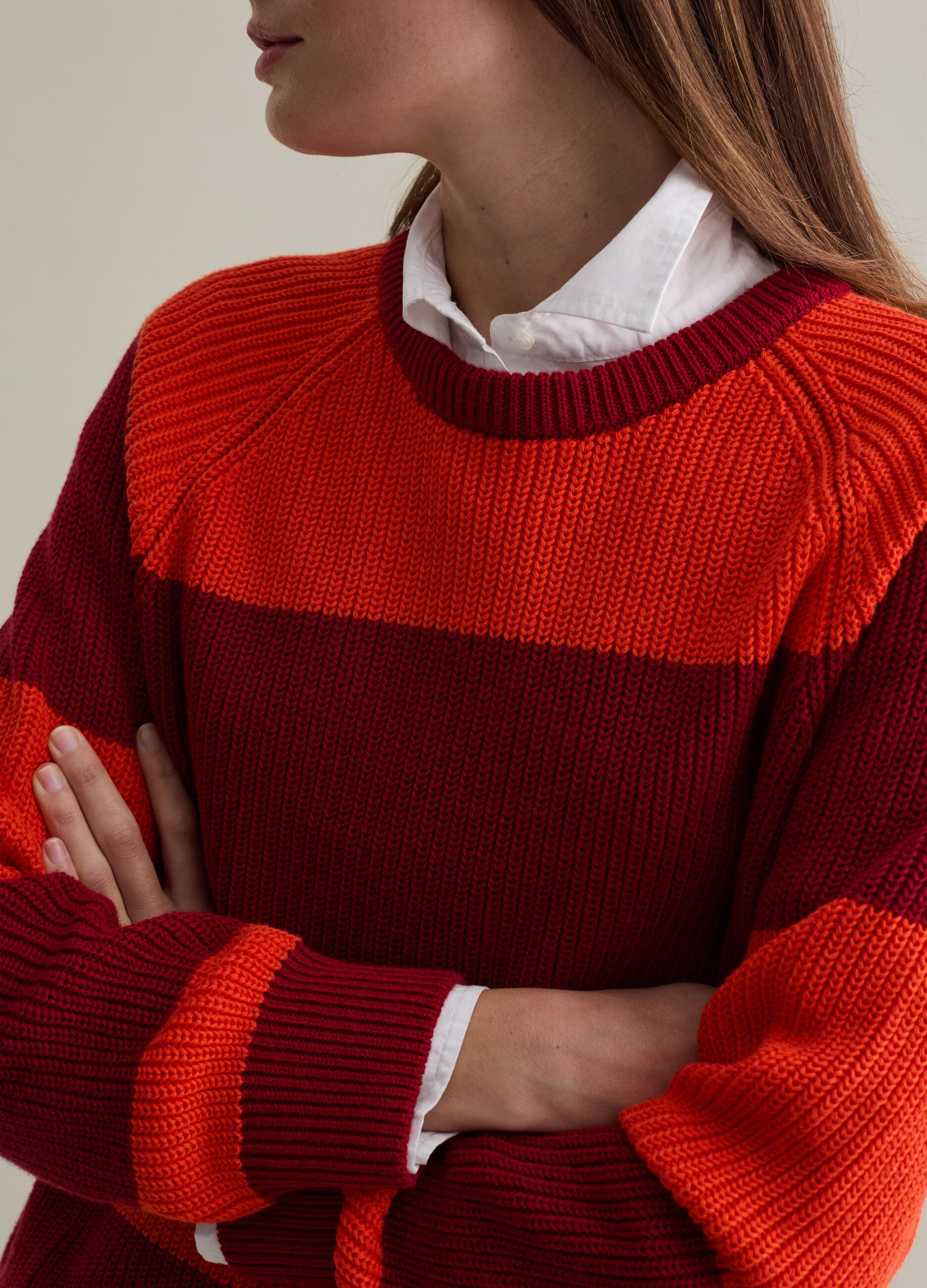 Striped pullover with raglan sleeves