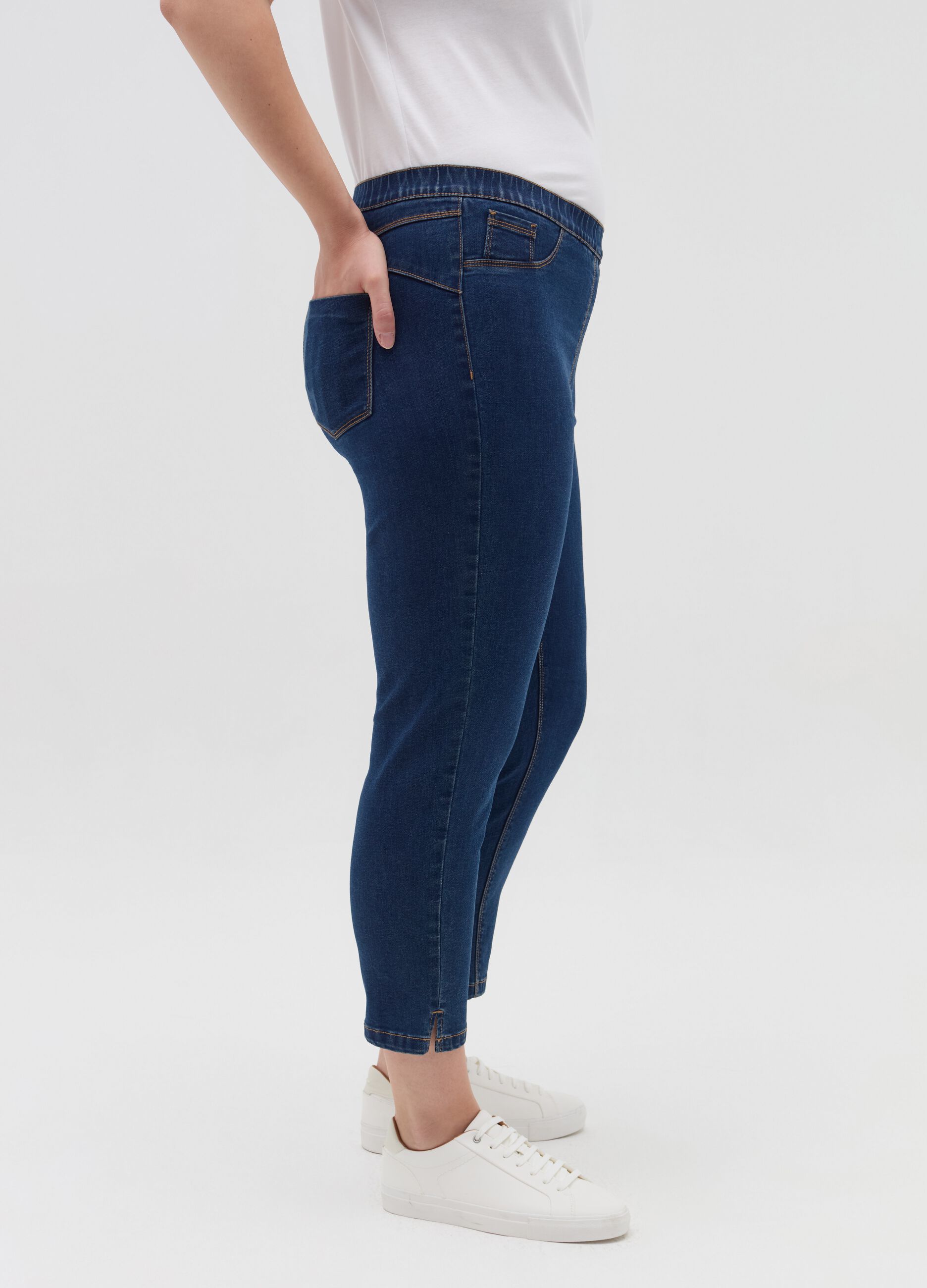 Jeggings crop con spacchetti Curvy