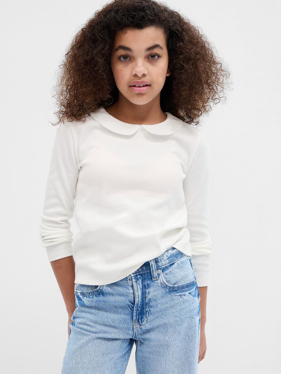 Long-sleeved T-shirt with collar_0