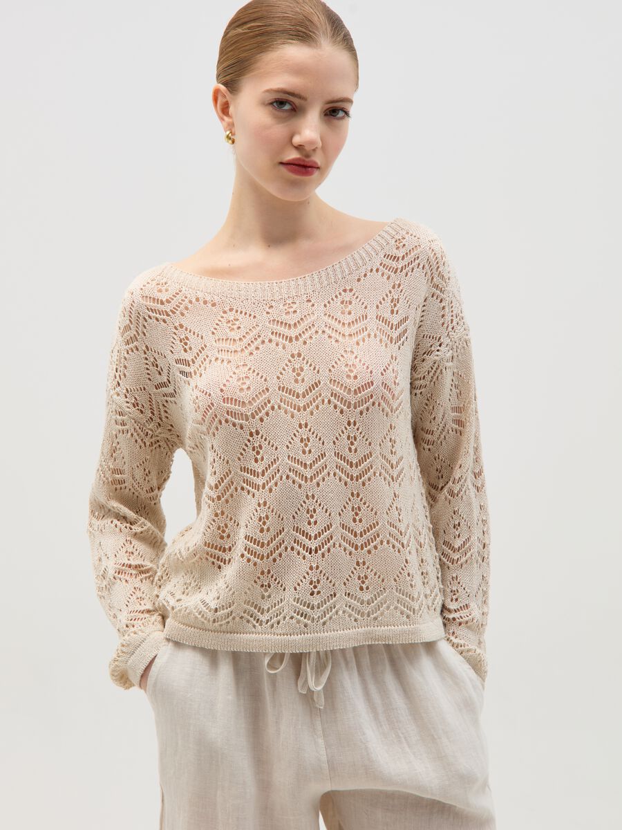Pullover with openwork geometric weave_2