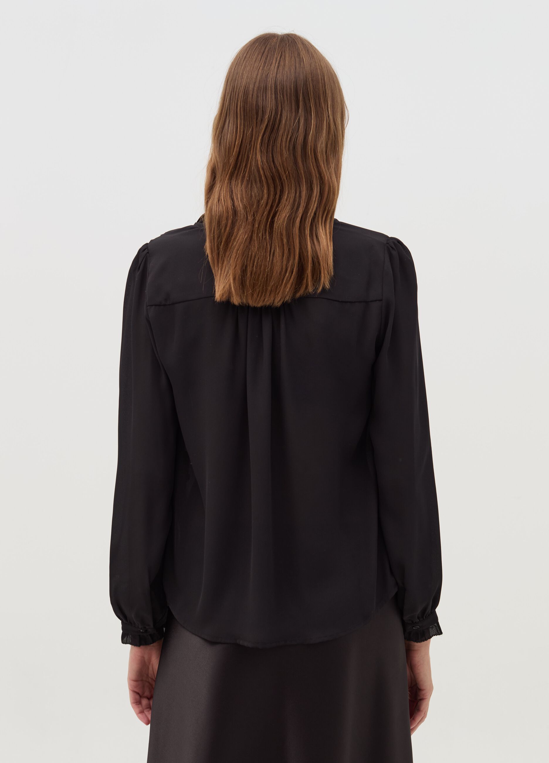 Semi-sheer blouse with frill