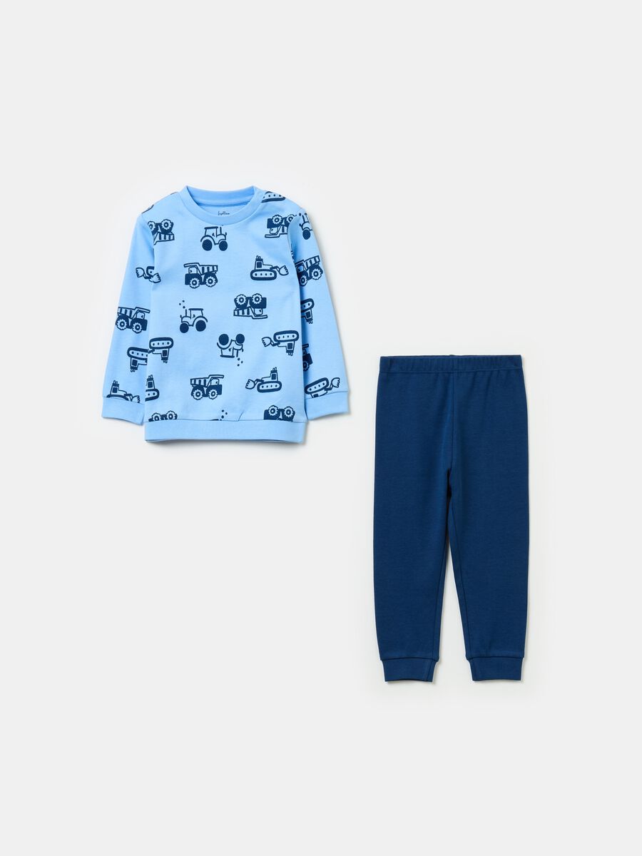 Pyjamas in organic cotton with machinery print_0