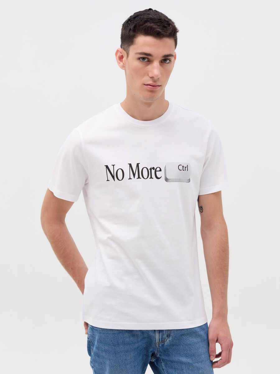 Cotton T-shirt with "No More Ctrl” print_1