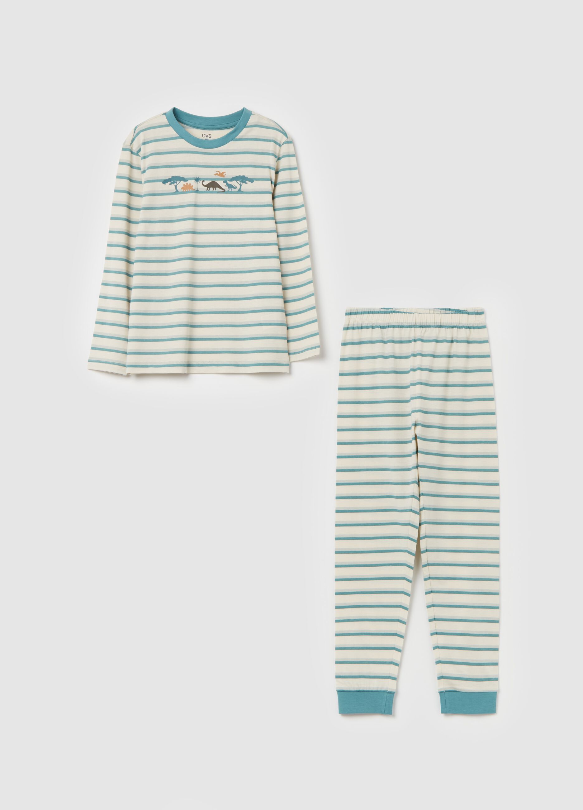 Striped organic cotton pyjamas with print