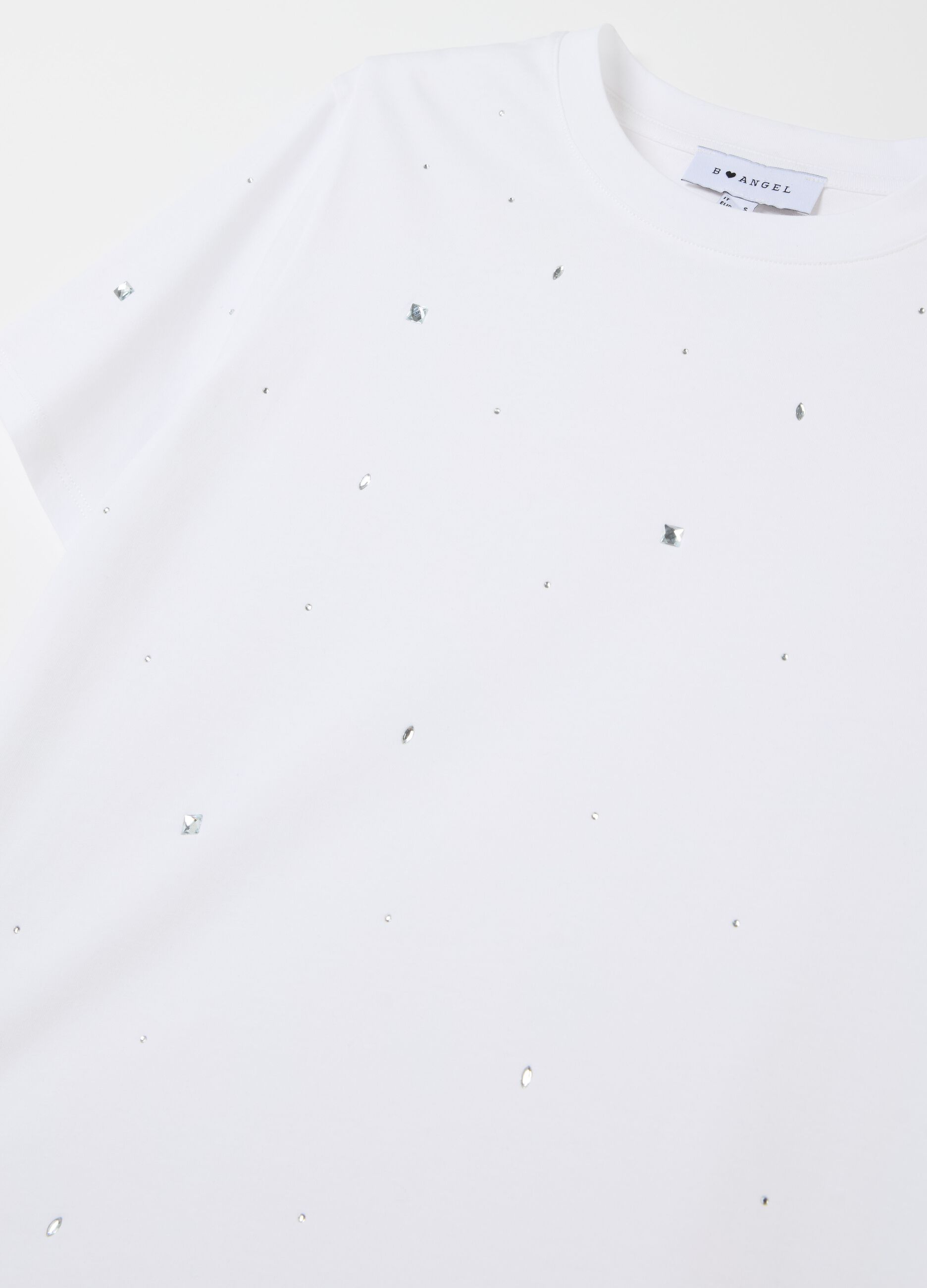 Cotton T-shirt with diamanté motifs