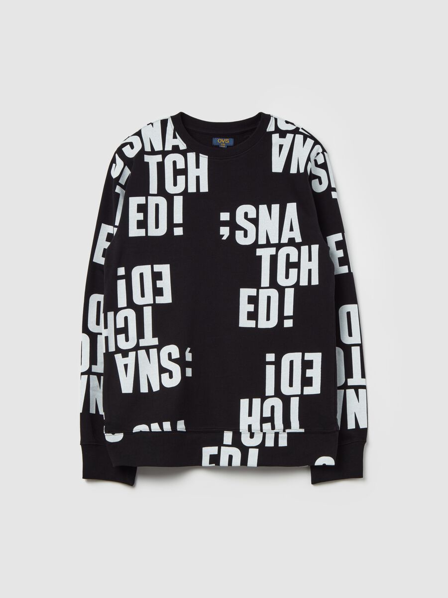 Round neck sweatshirt with all-over print_0