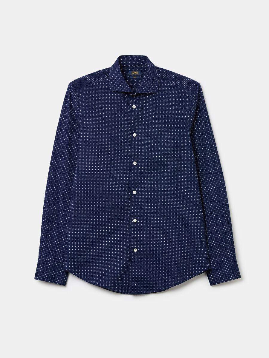 Slim-fit shirt with micro polka dots_4