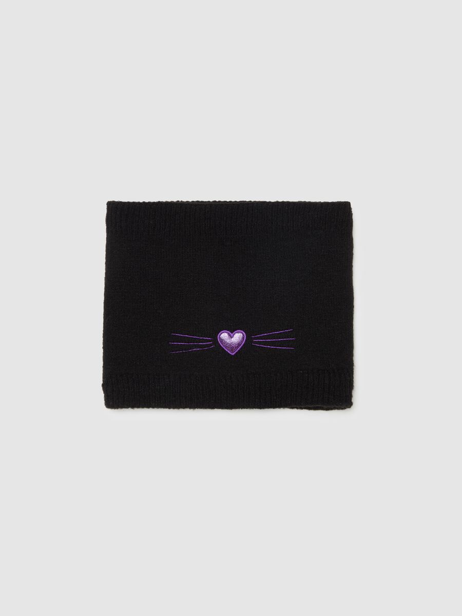 Neck warmer with kitten embroidery_0