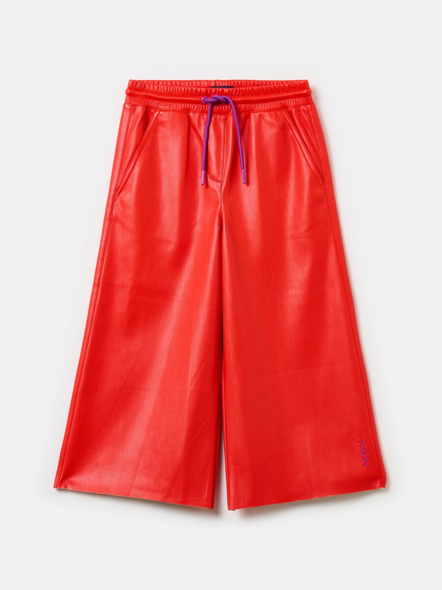 Glossy-effect trousers with drawstring_3