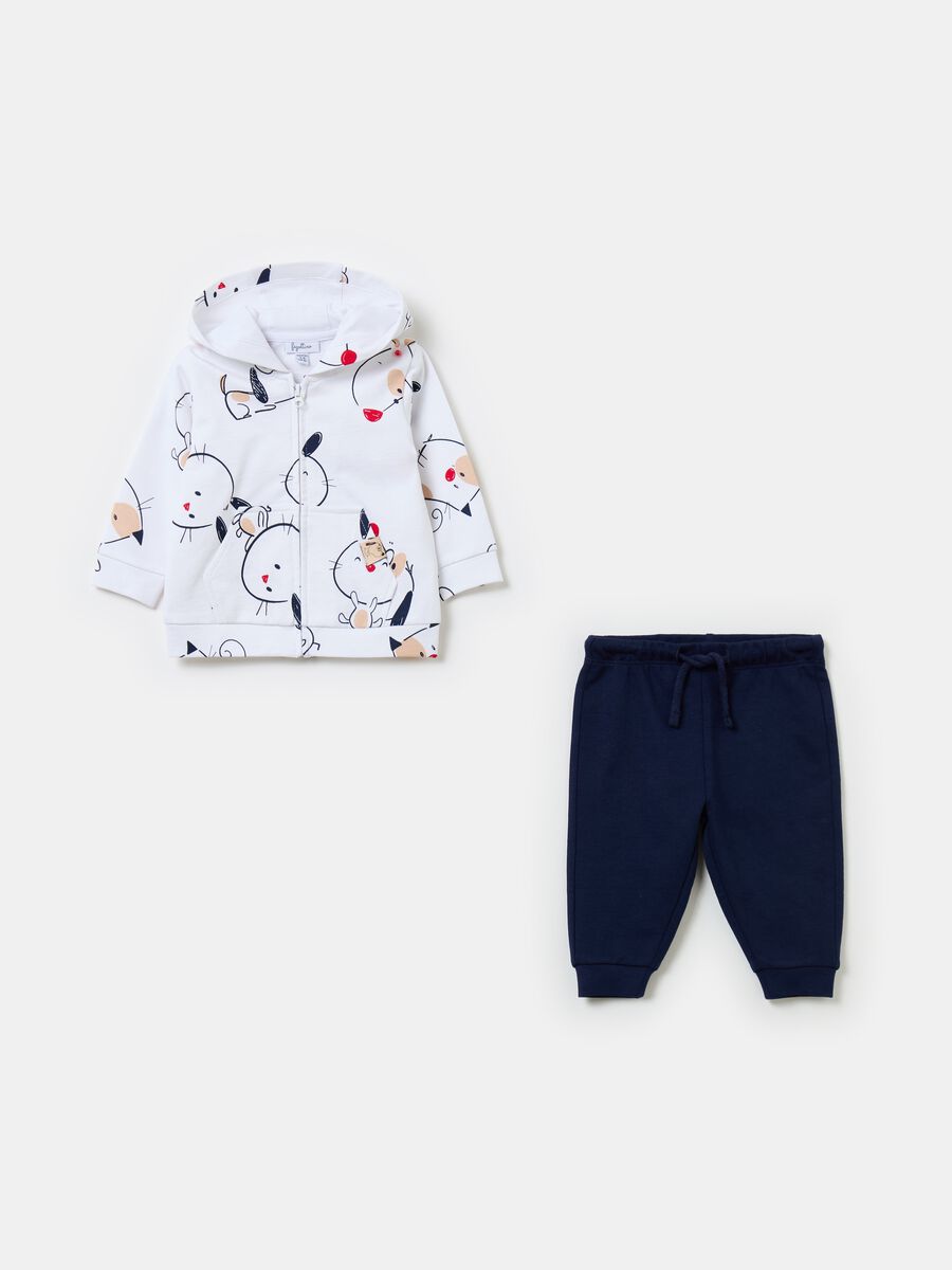 French terry jogging set with puppies print_0