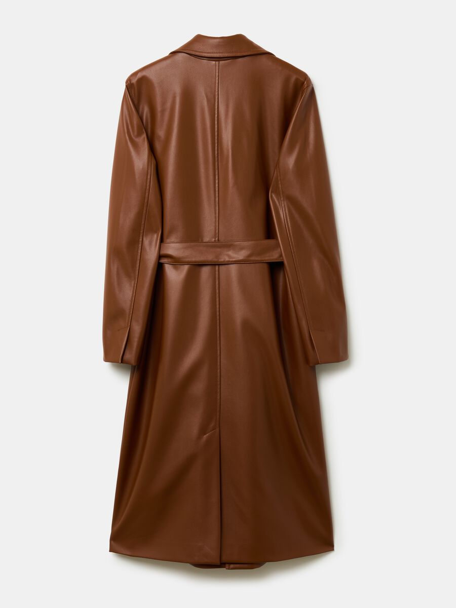 Long glossy-effect trench coat with belt_4