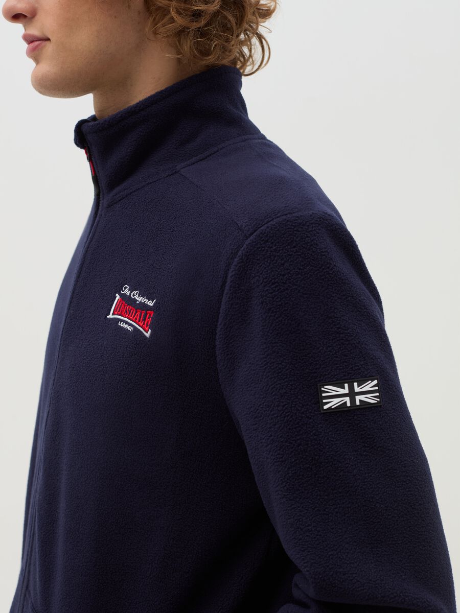 Full-zip sweatshirt in fleece with high neck and logo embroidery_3