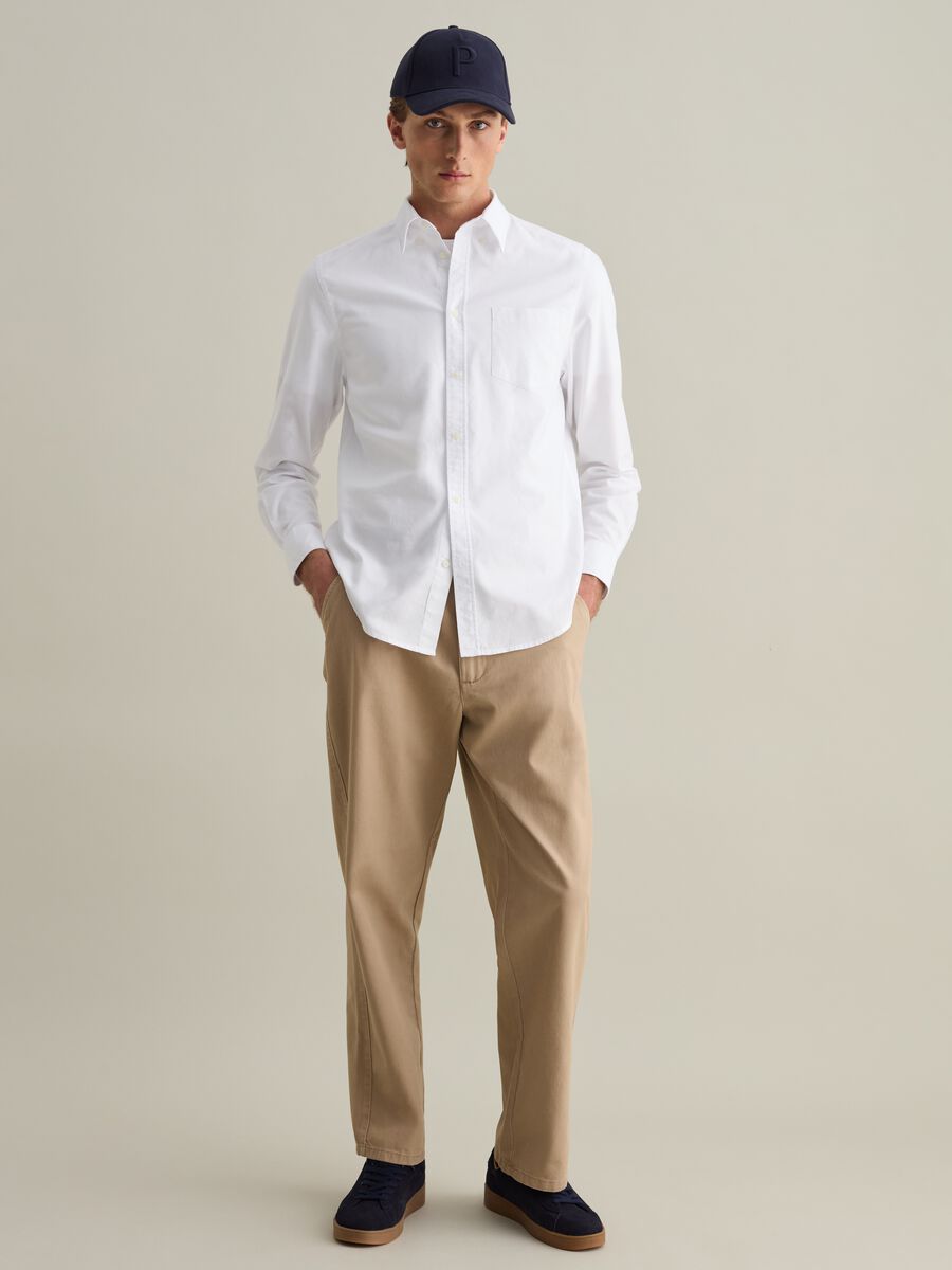 Oxford cotton shirt with button-down collar_0