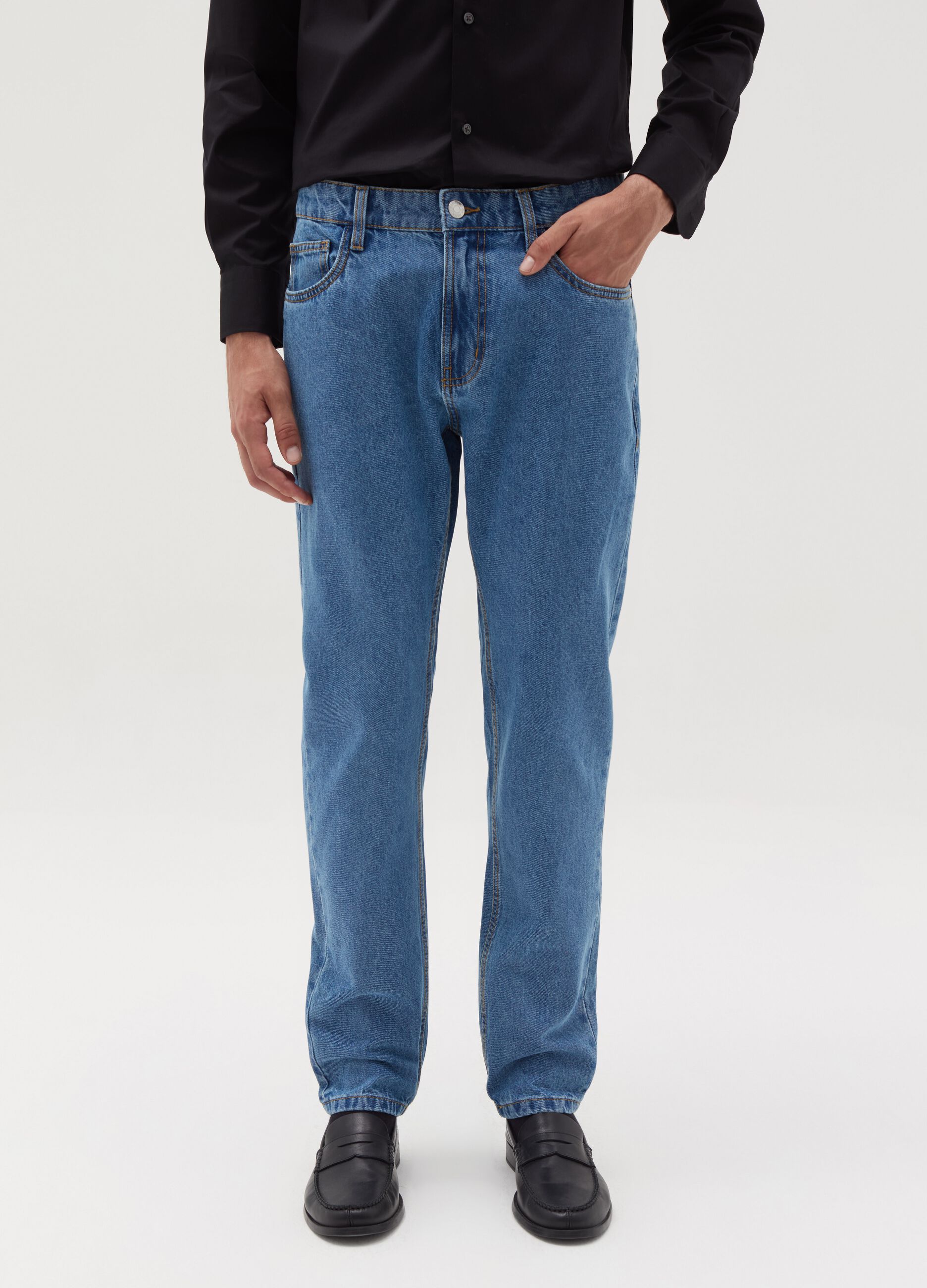 Slim-fit acid-wash jeans