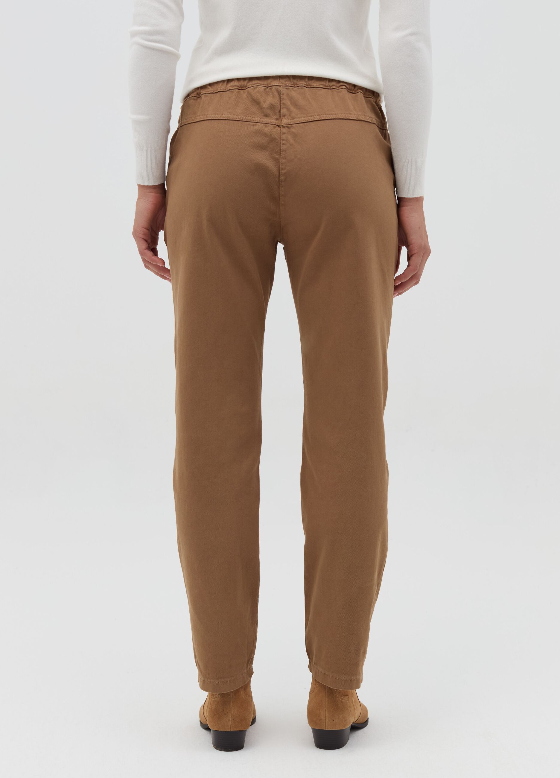 Joggers in cotone stretch con coulisse