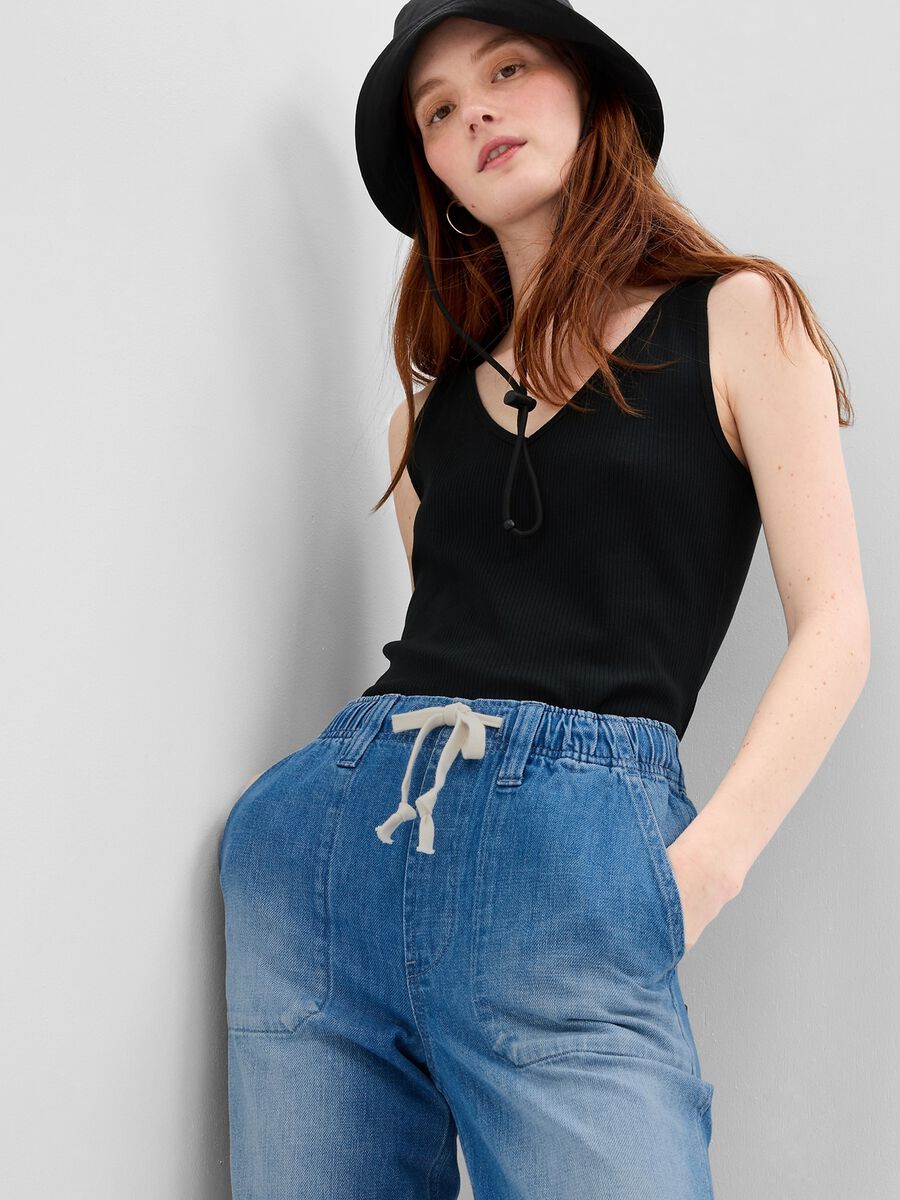 Easy-fit pull-on jeans with drawstring_1