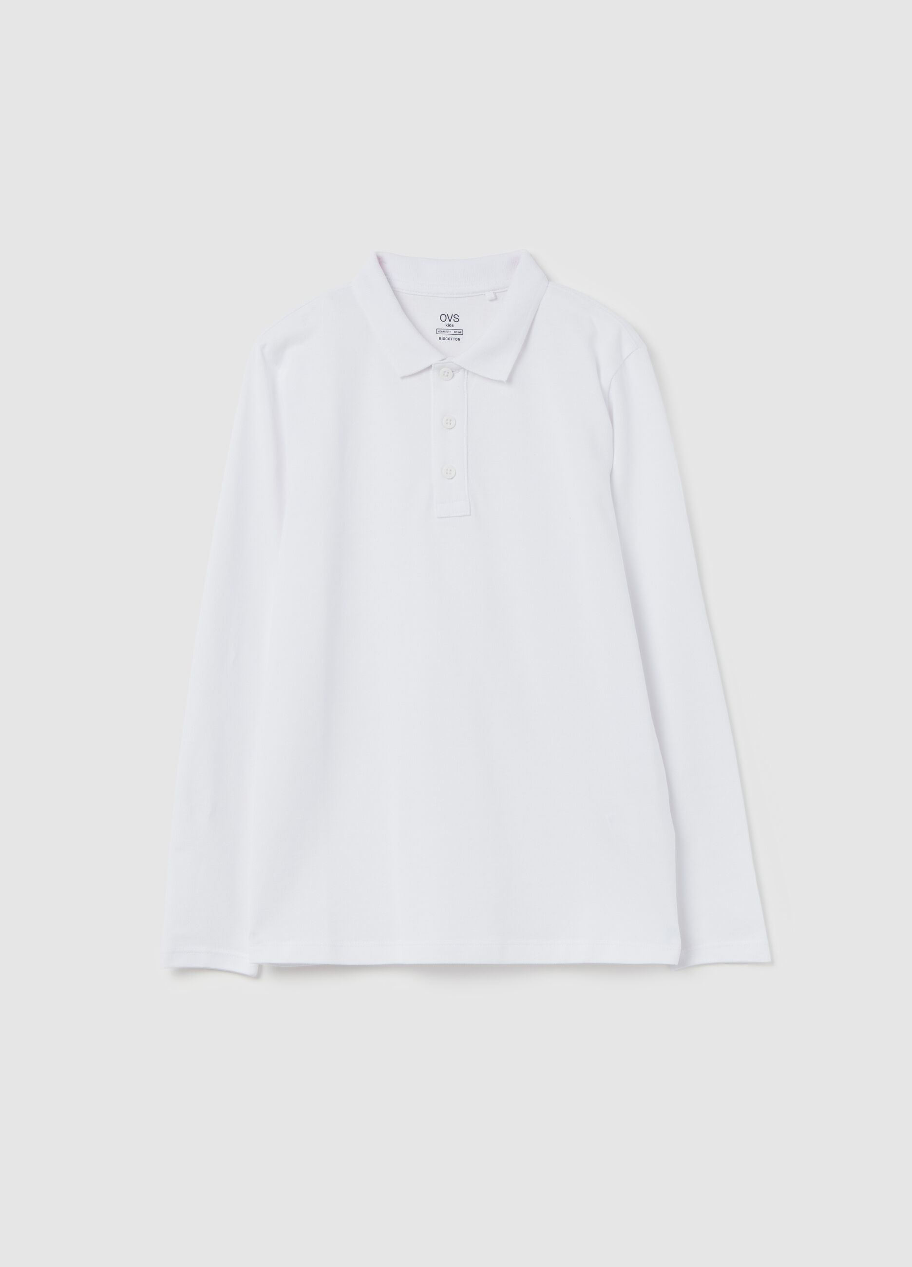 Organic cotton polo shirt with long sleeves