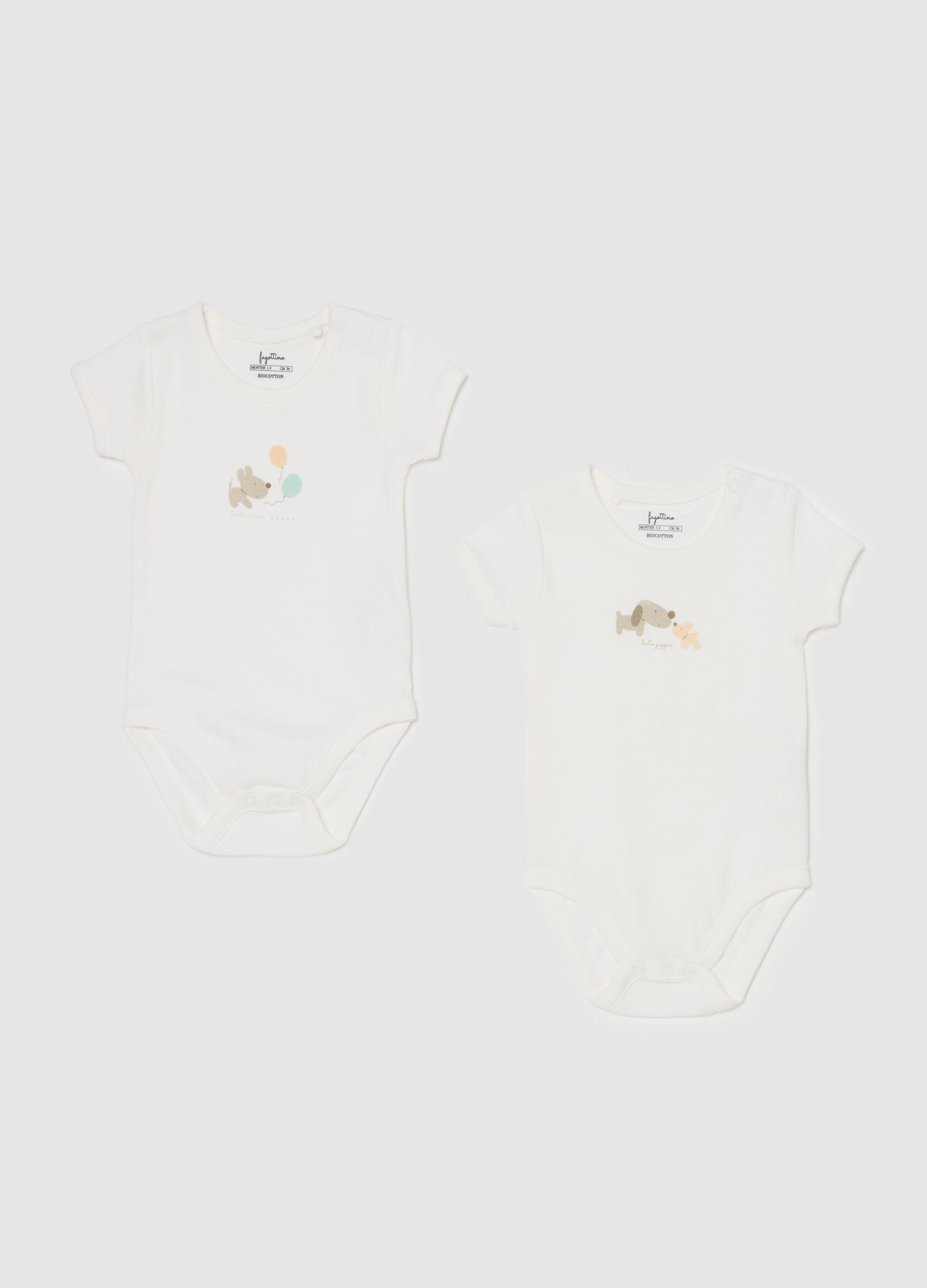 Two-pack organic cotton bodysuits with print