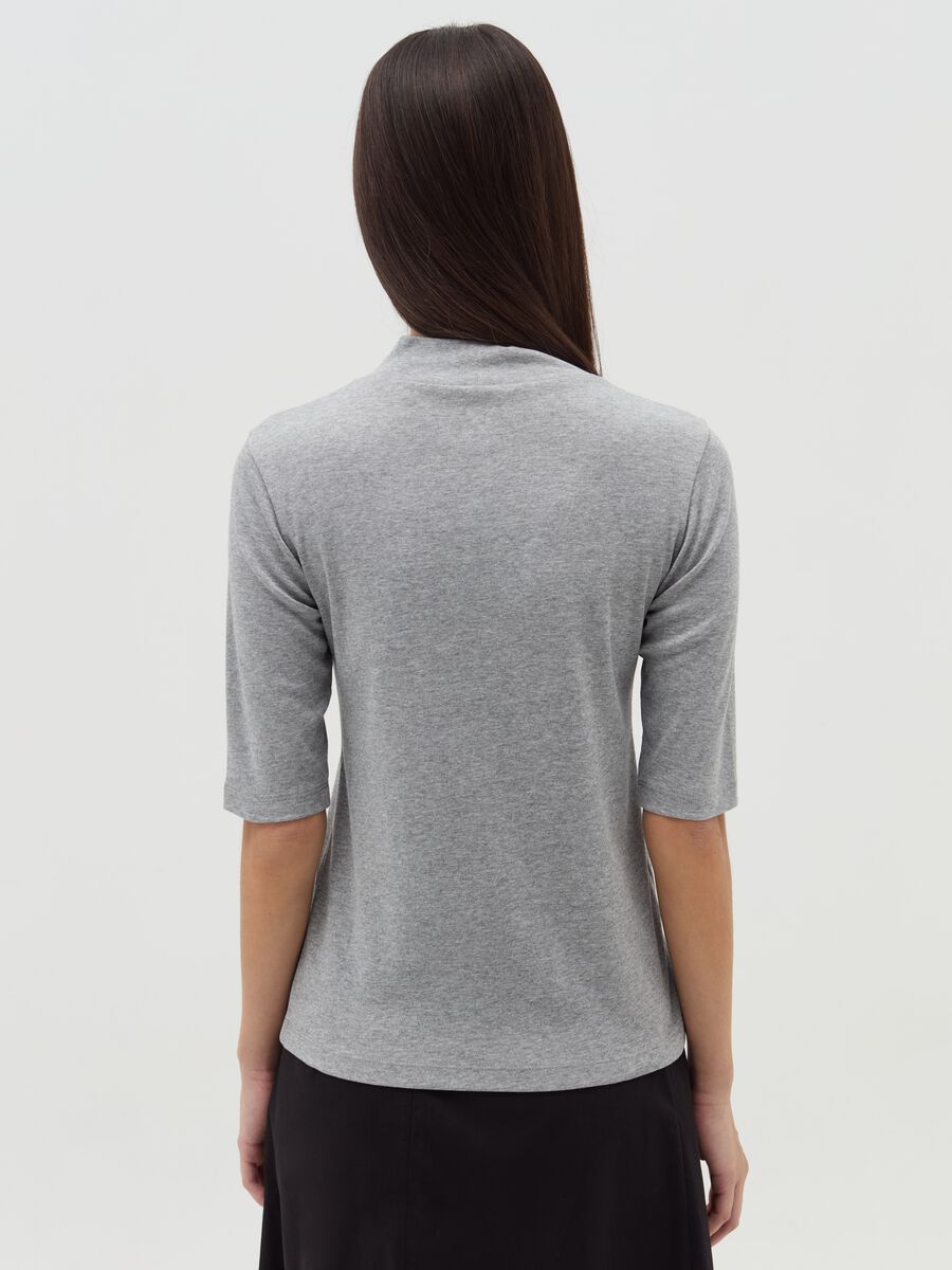 T-shirt with mock neck and elbow-length sleeves_2