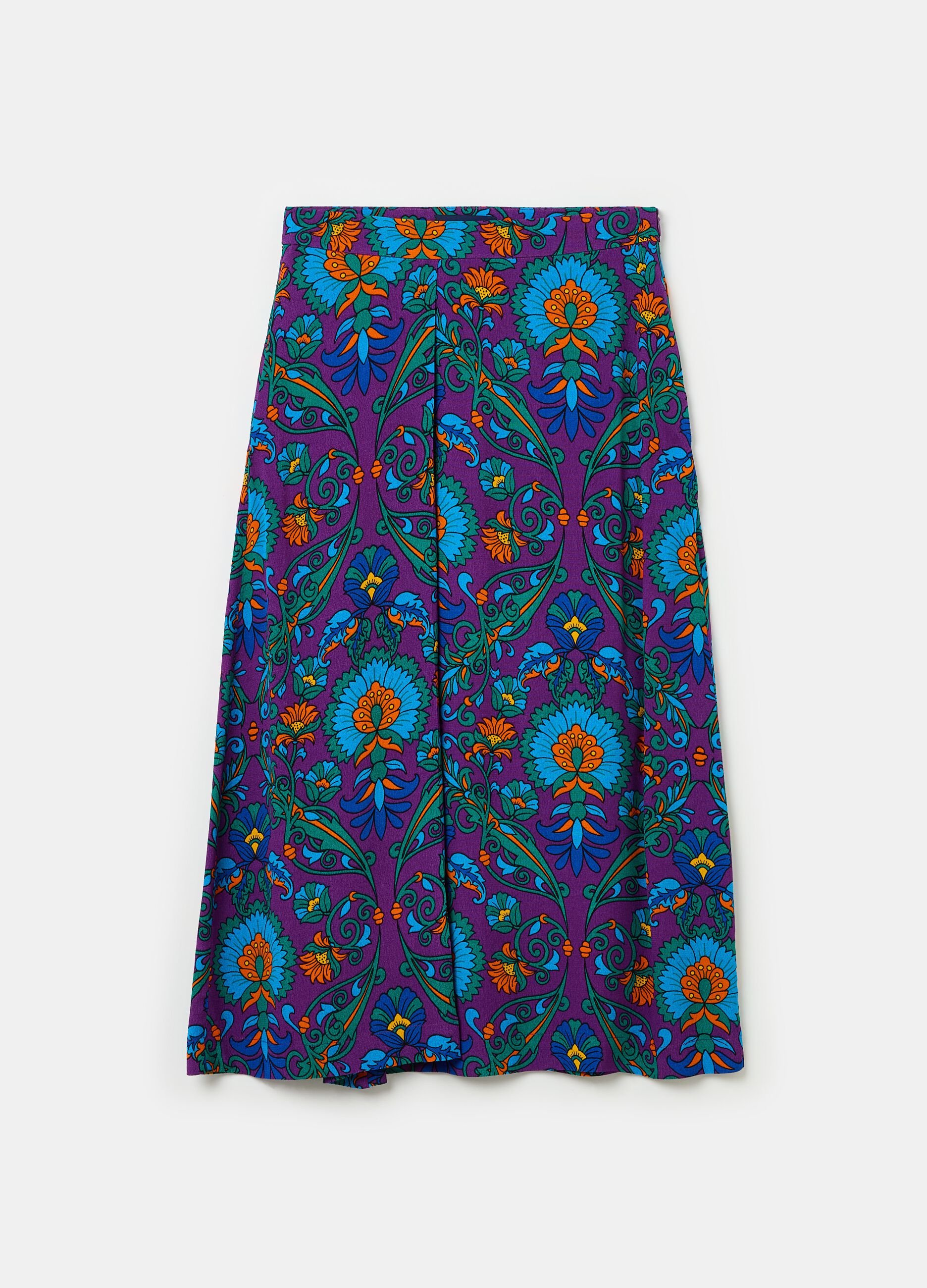 Midi skirt in viscose with print