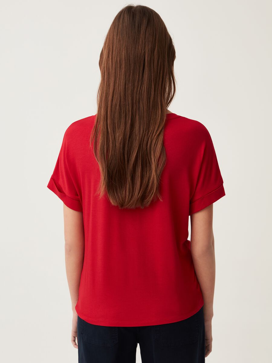 Stretch viscose  T-shirt with round neck_2