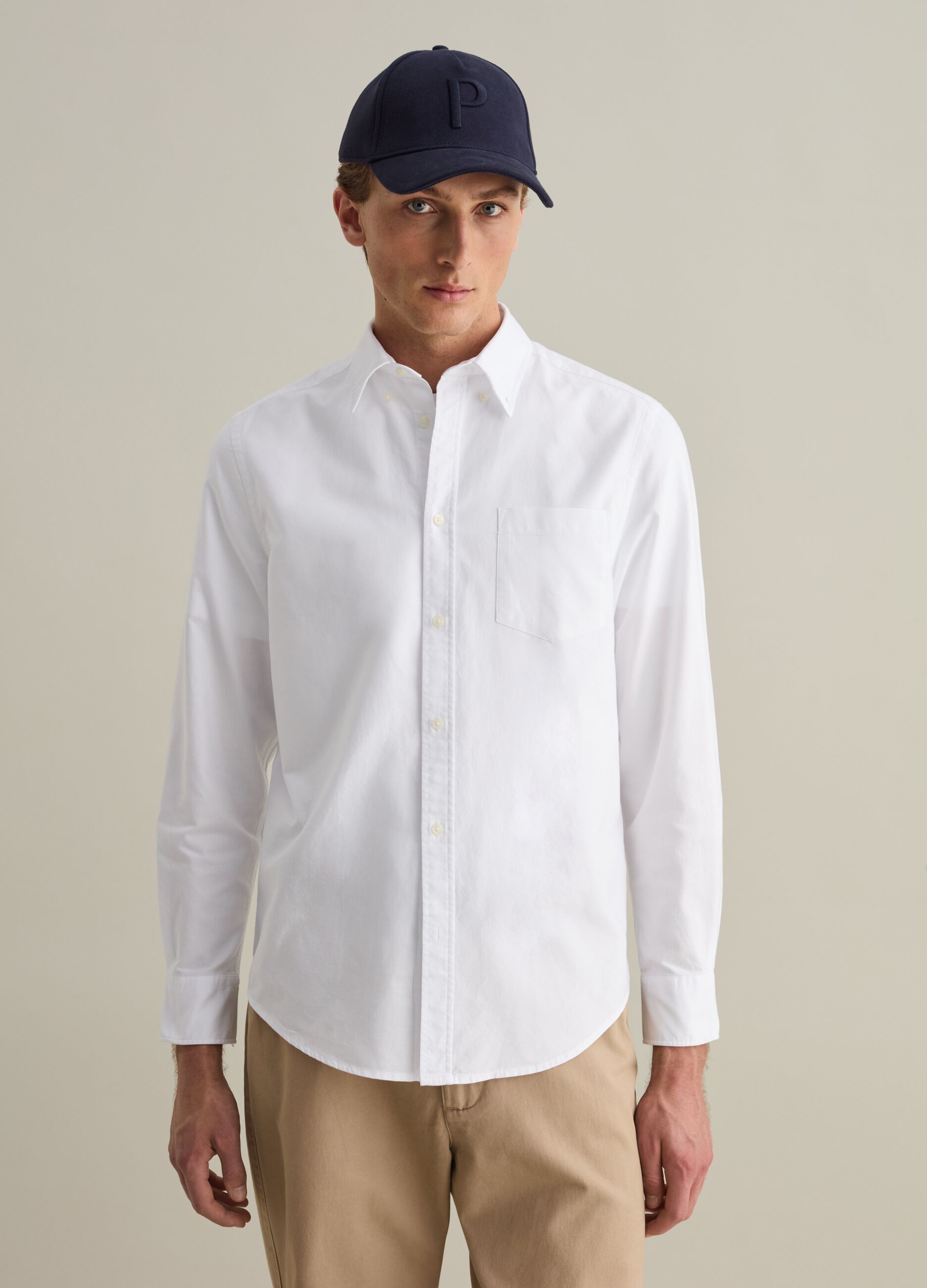 Oxford cotton shirt with button-down collar