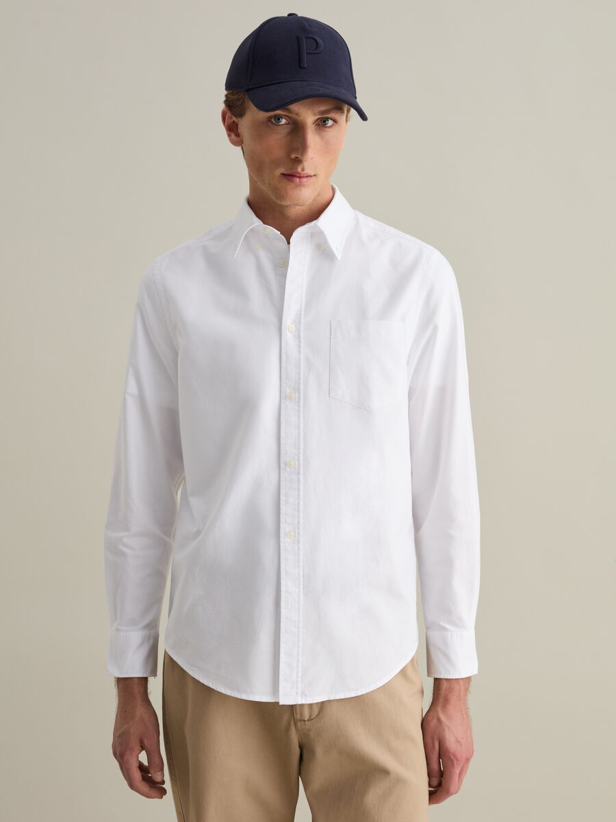 Oxford cotton shirt with button-down collar_3