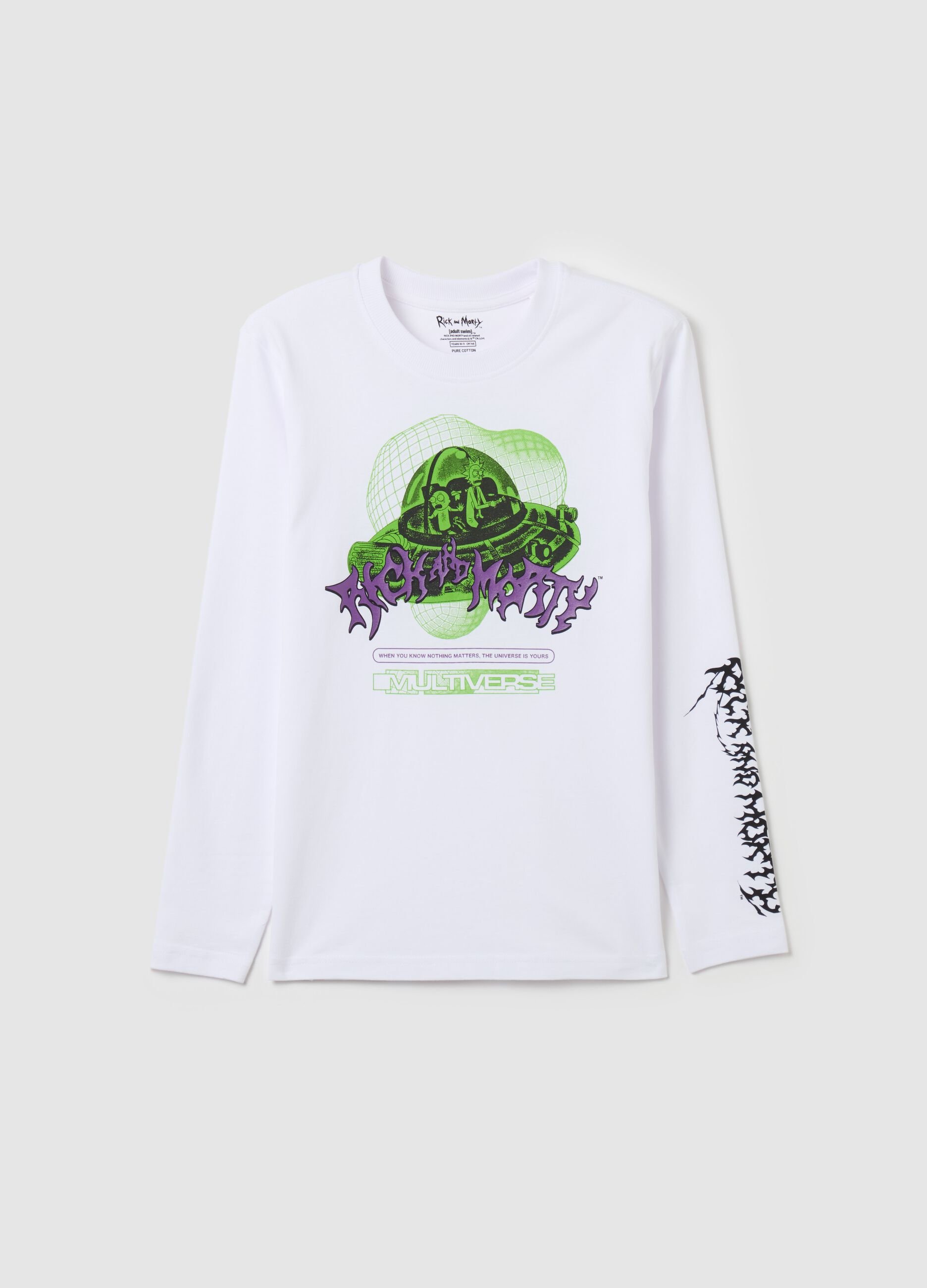 Long-sleeved T-shirt with Rick and Morty print