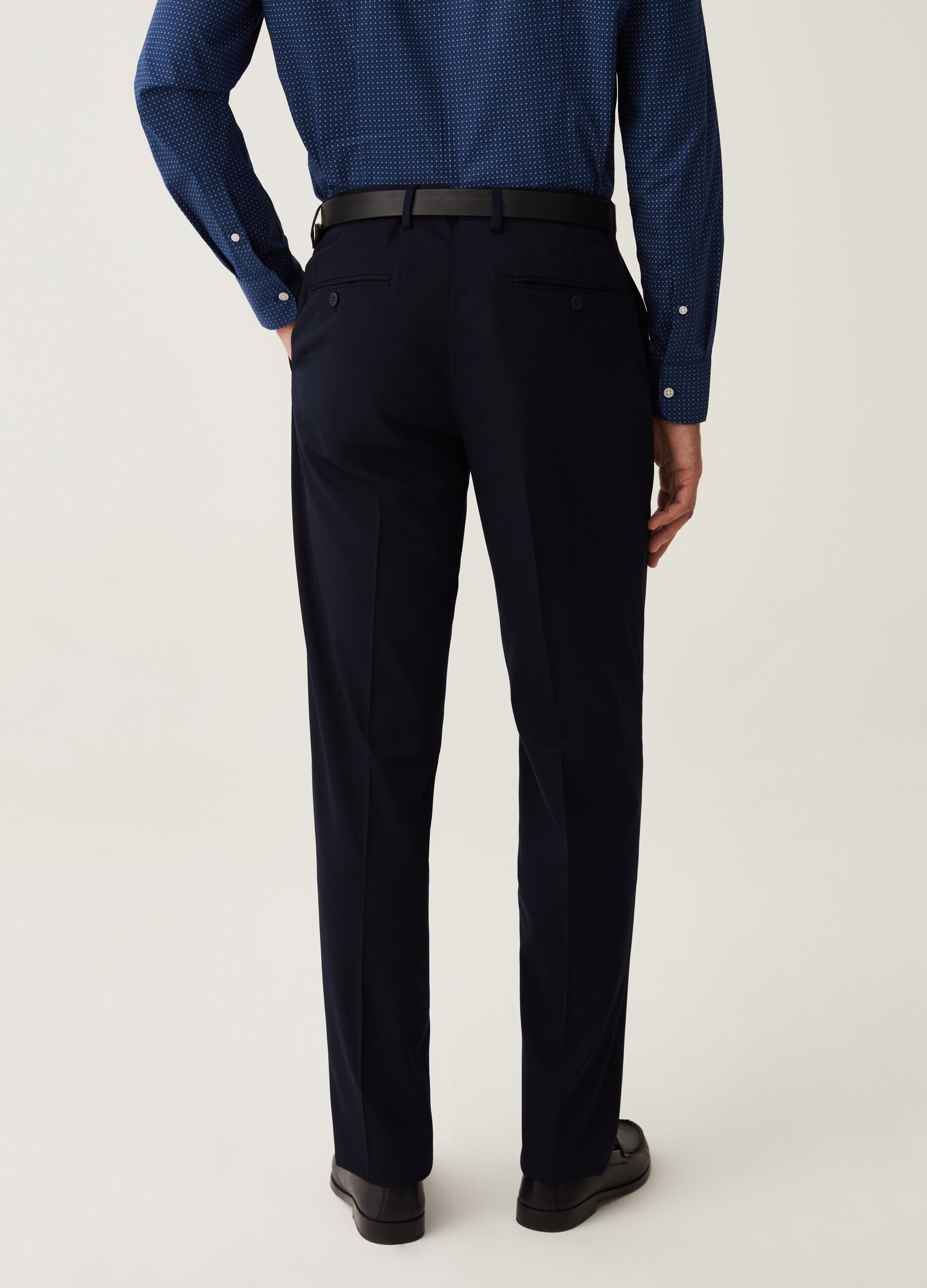 Navy blue regular-fit trousers