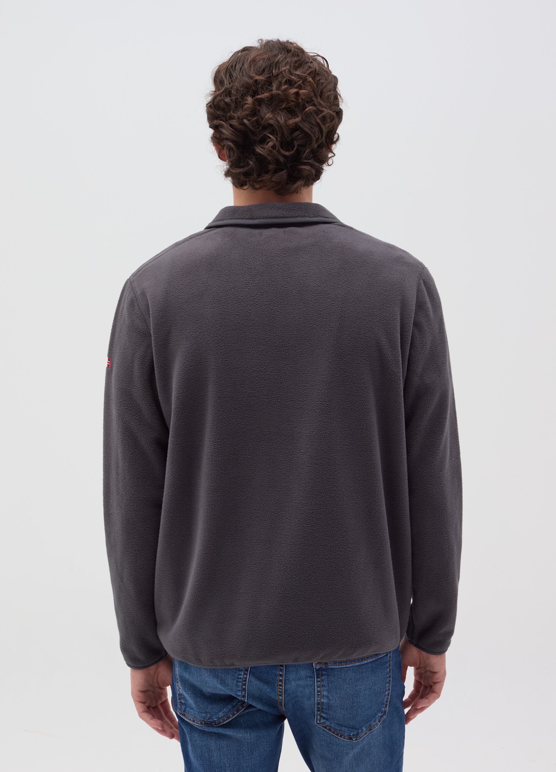 Full-zip sweatshirt in fleece with patch