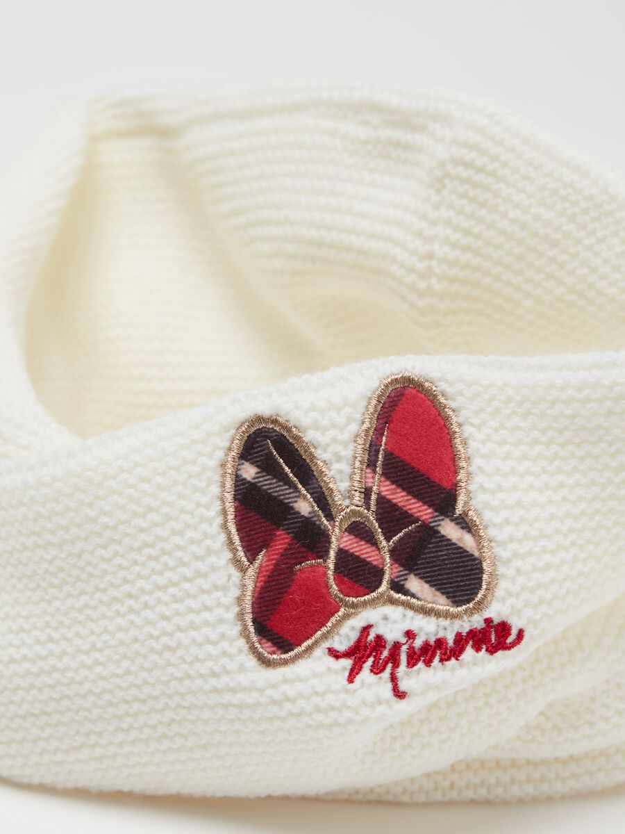 Crossover neck warmer with Minnie Mouse patch in lurex_2