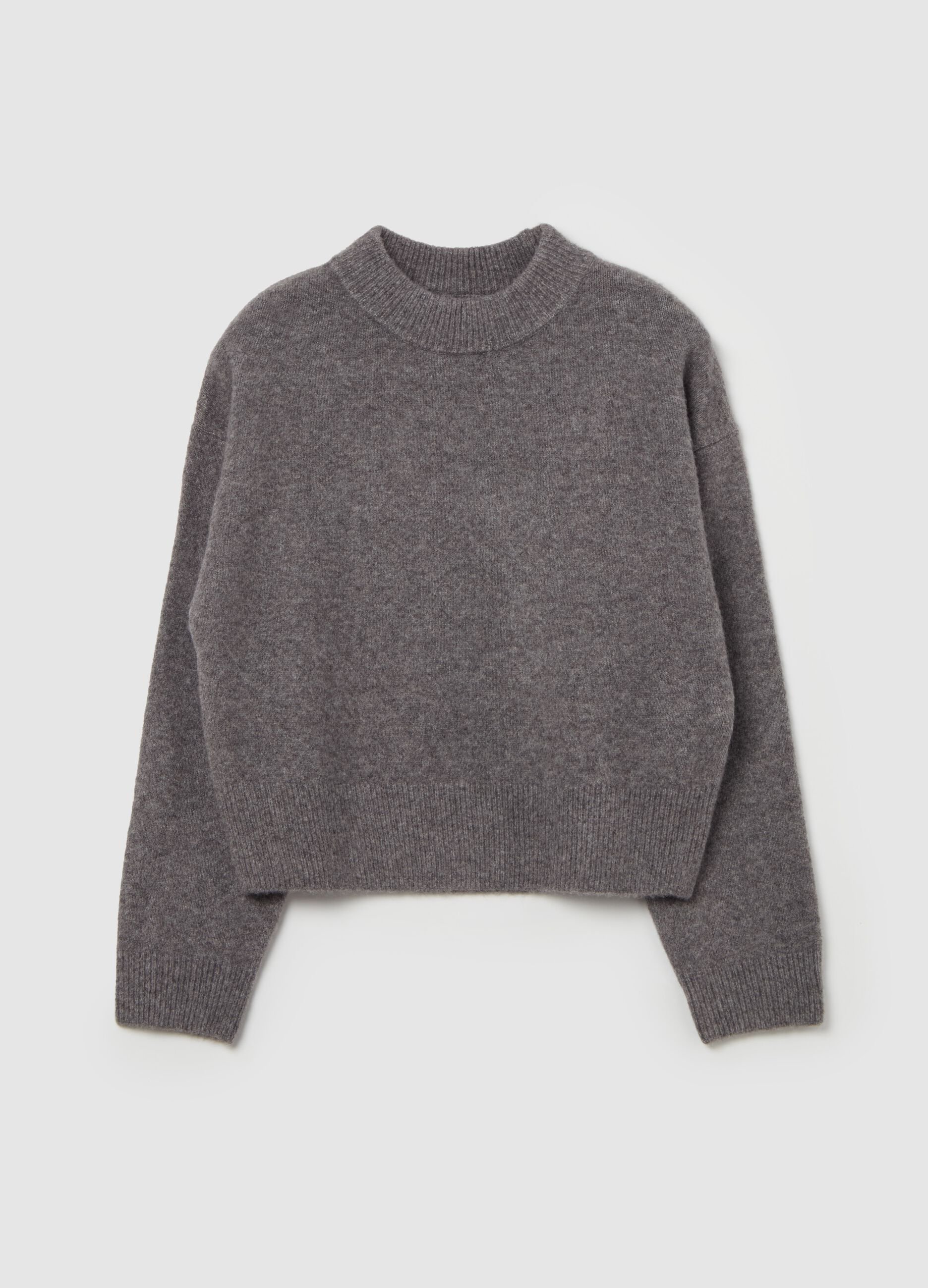 Mélange pullover with mock neck