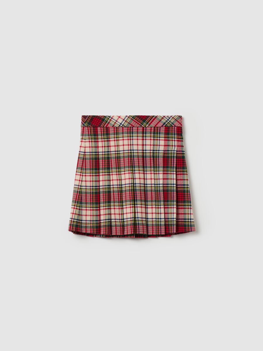 Pleated skirt with tartan pattern_0