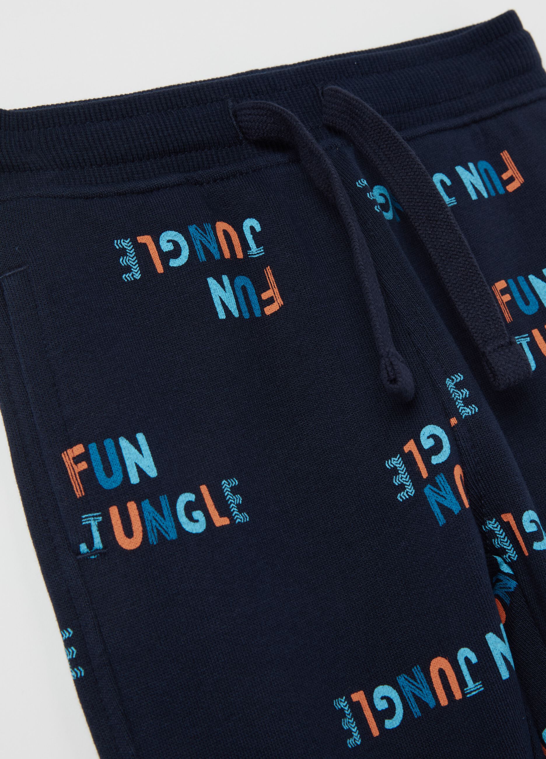 Fleece joggers with drawstring and "Fun Jungle” print