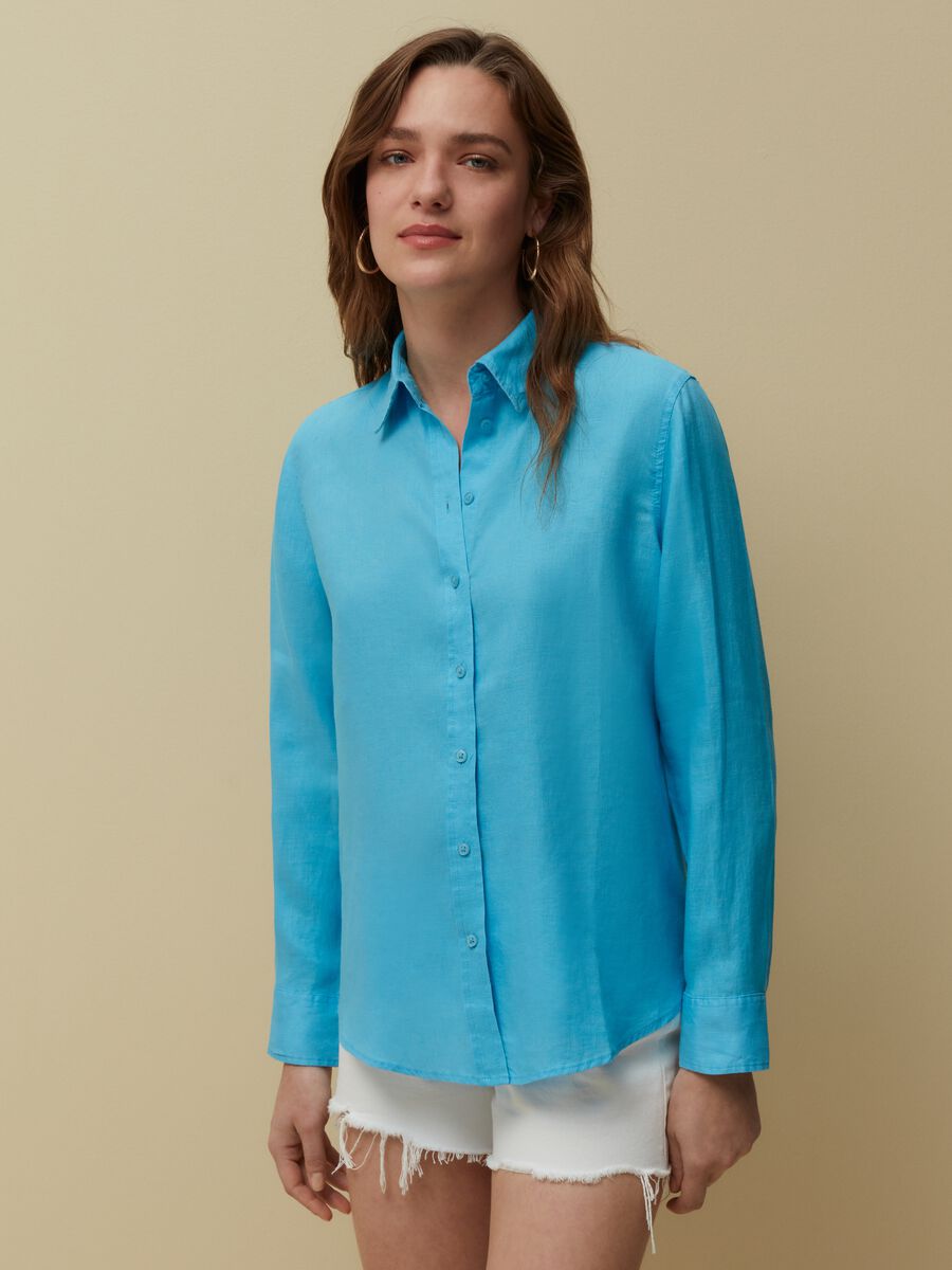 Solid colour linen shirt_1