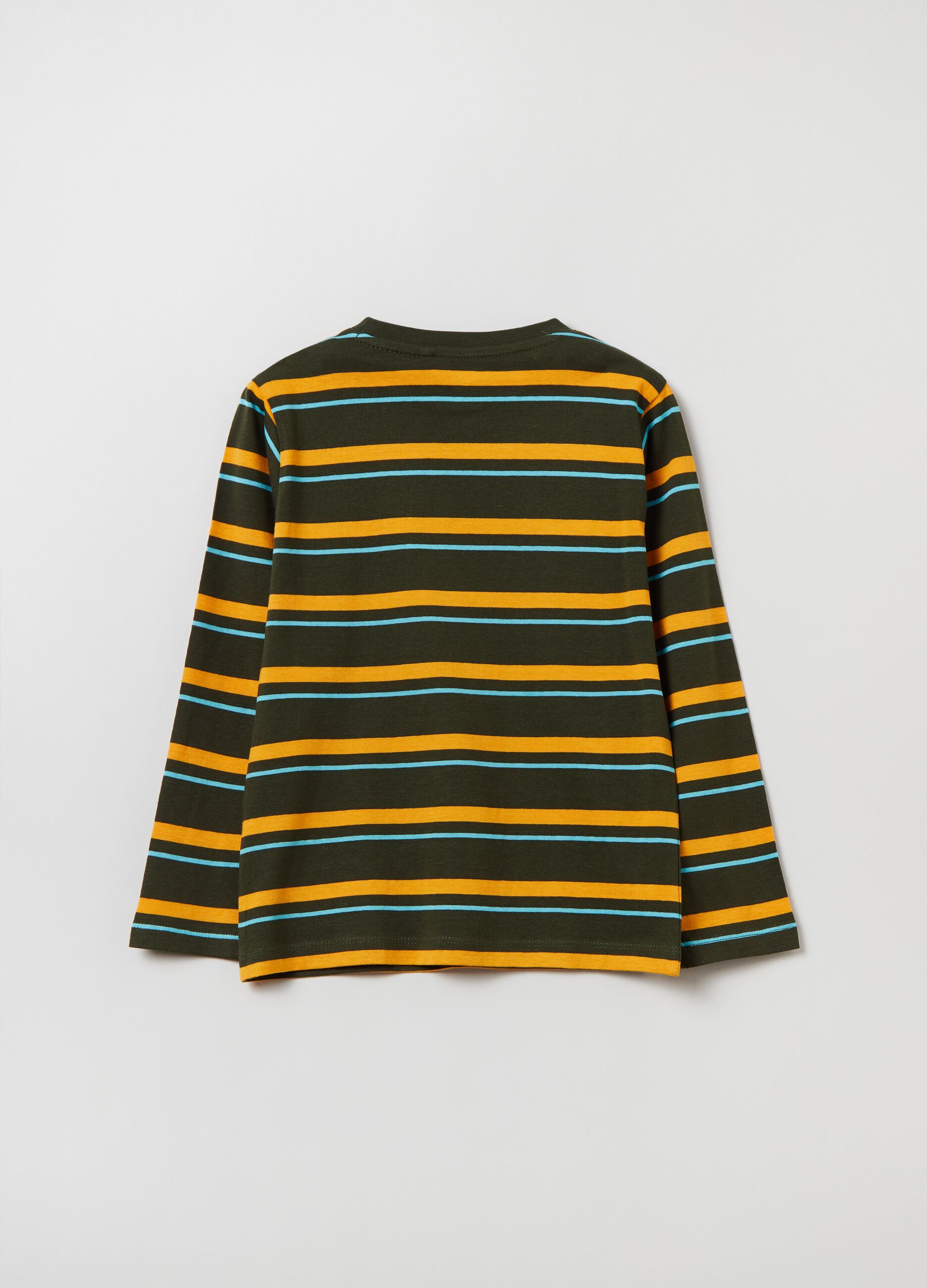 Striped cotton T-shirt with long sleeves