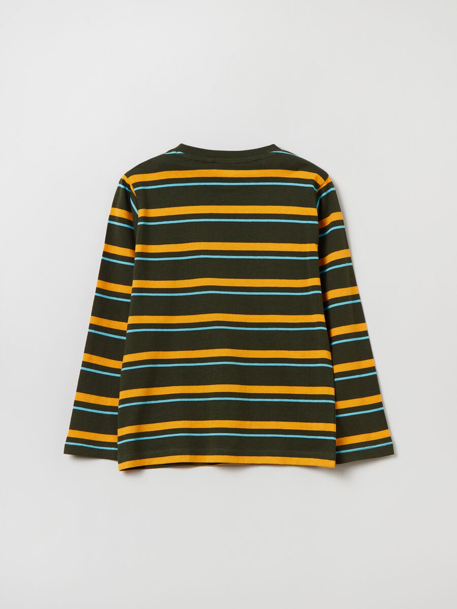 Striped cotton T-shirt with long sleeves_1