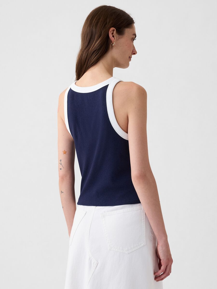 Ribbed crop tank top with halter neck_2