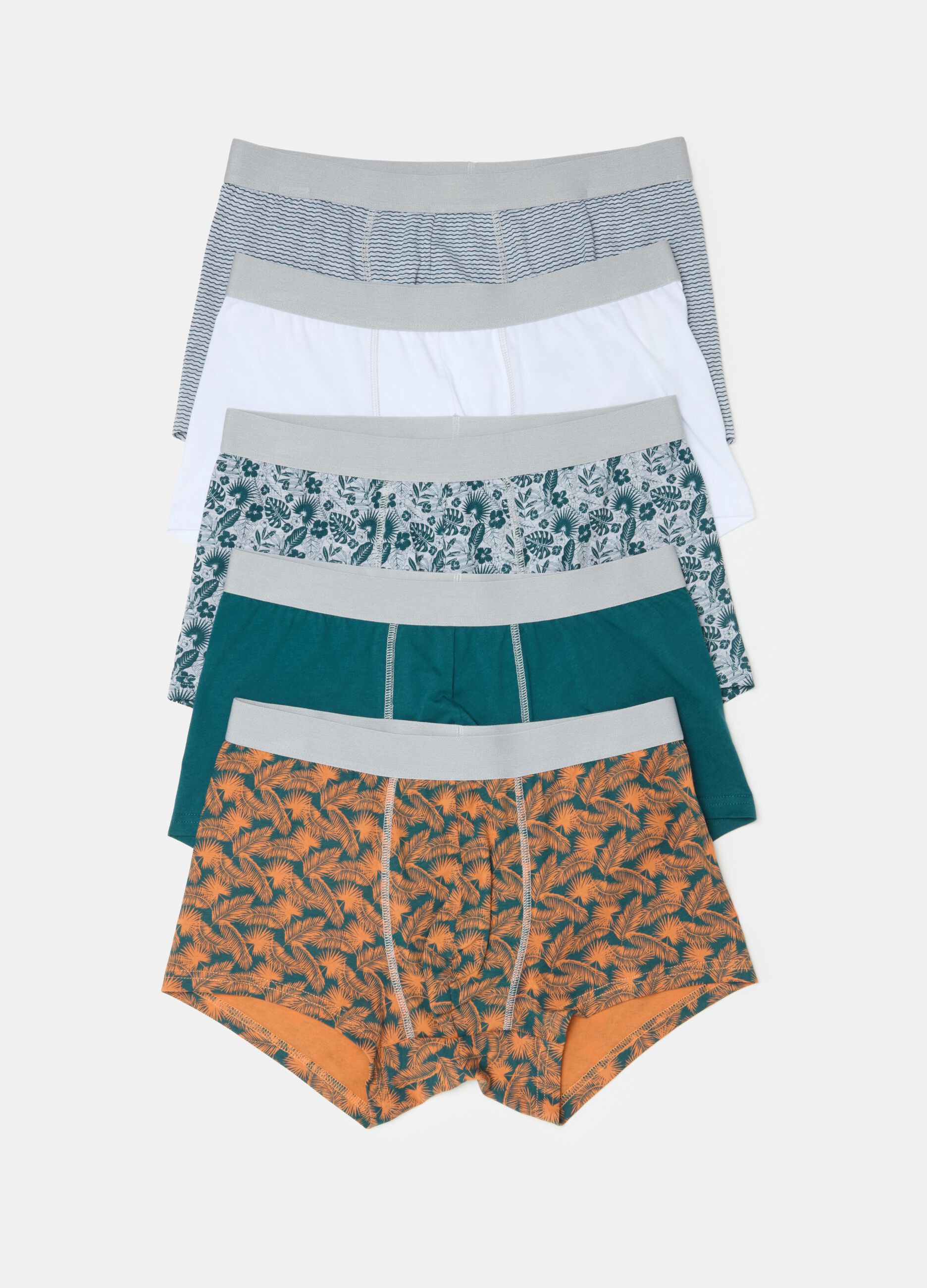 Five-pack organic cotton boxer shorts with print