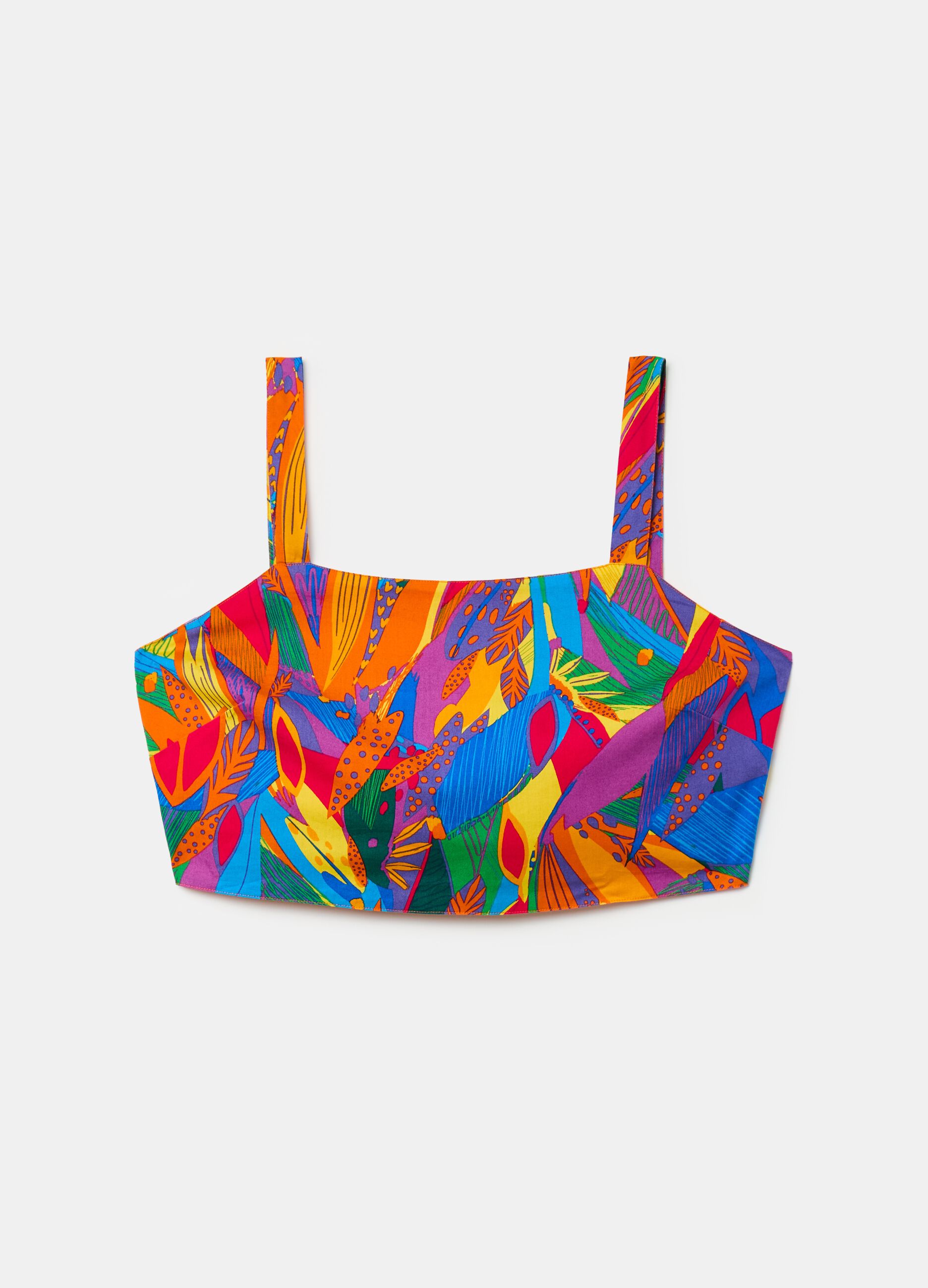 Crop top with tropical foliage print