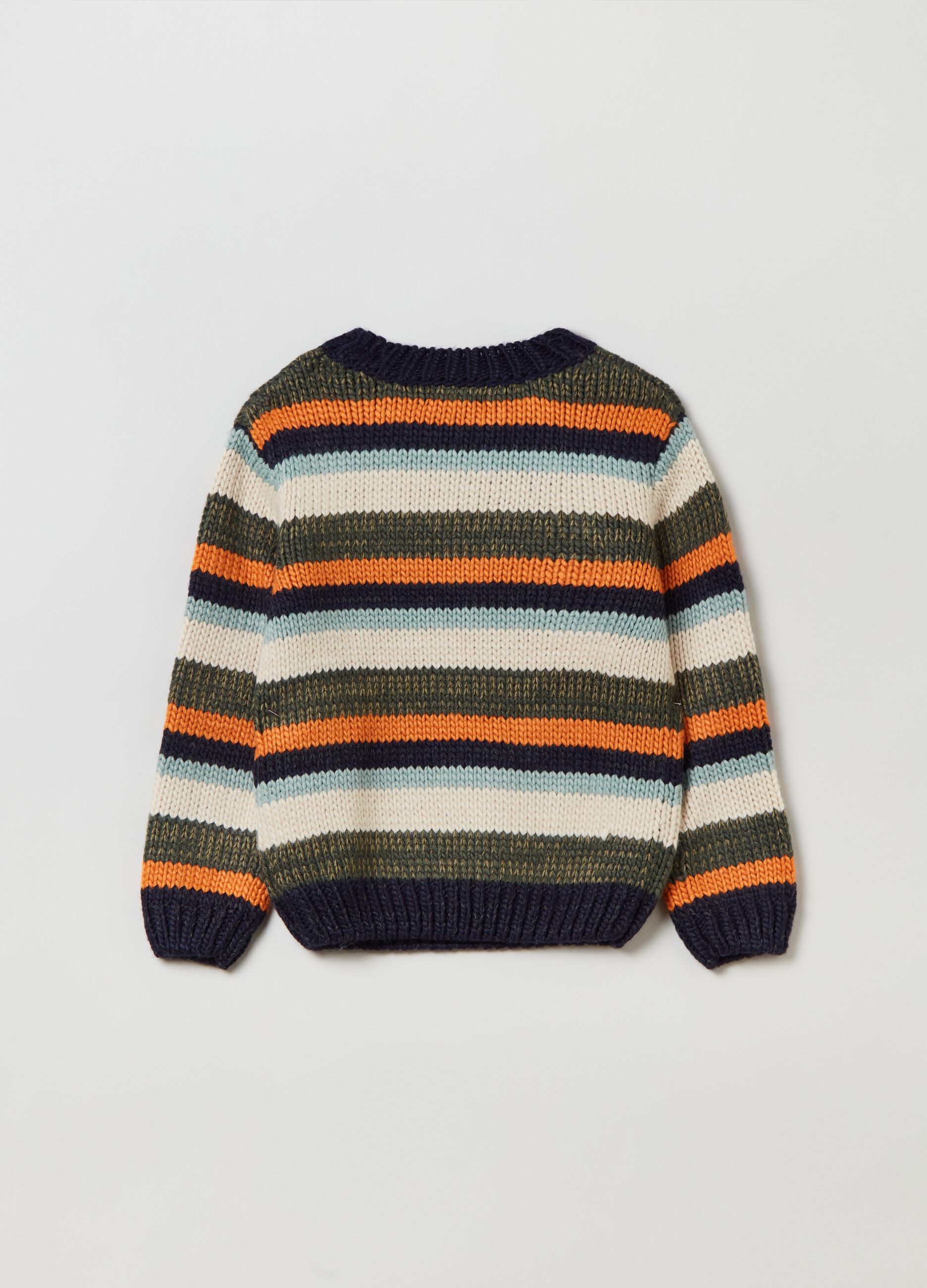 Knitted pullover with striped design